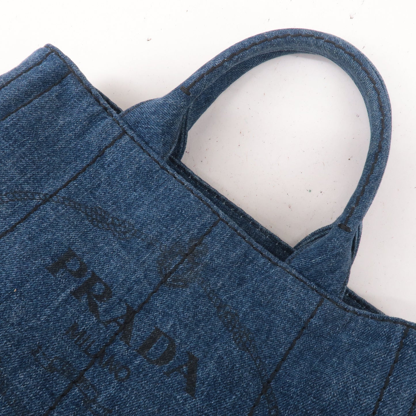 PRADA Denim Canapa Mini Canvas 2Way Tote Bag Hand Bag Navy 1BG439