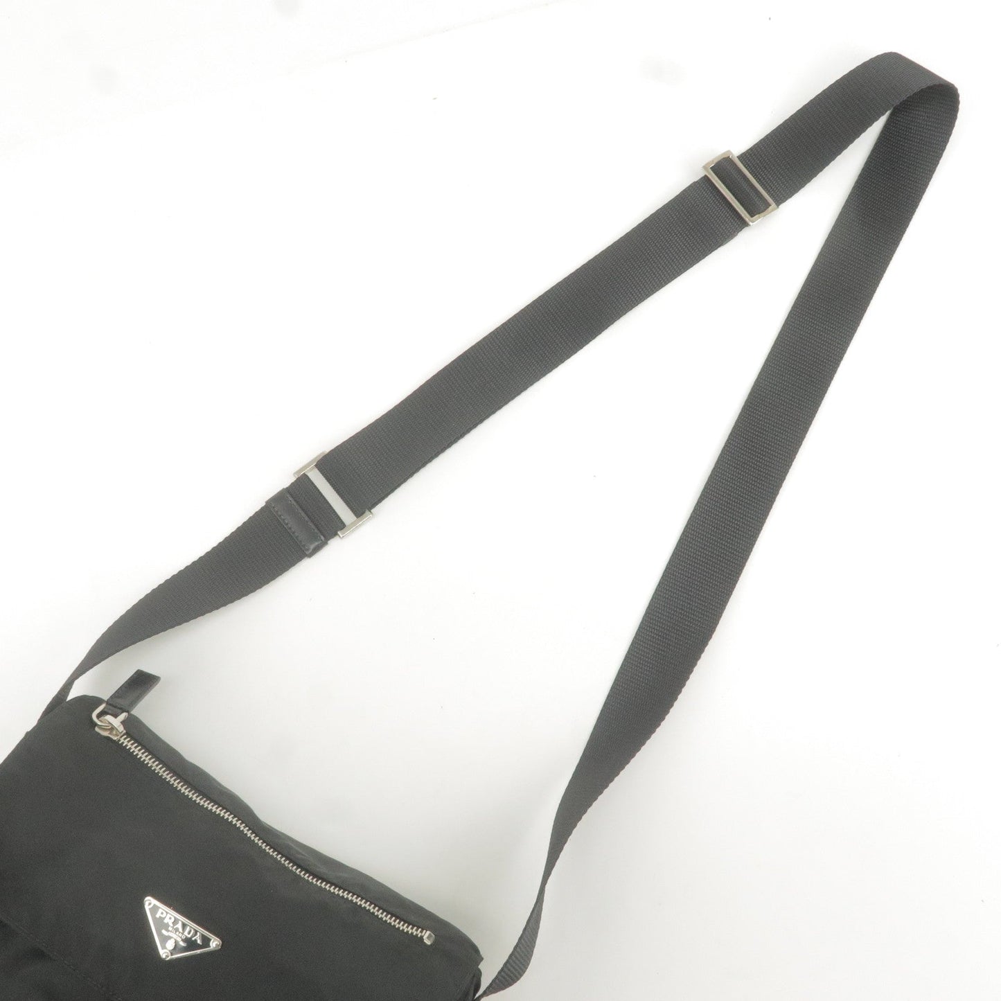 PRADA Logo Nylon Leather Shoulder Bag Hand Bag Black BT8994