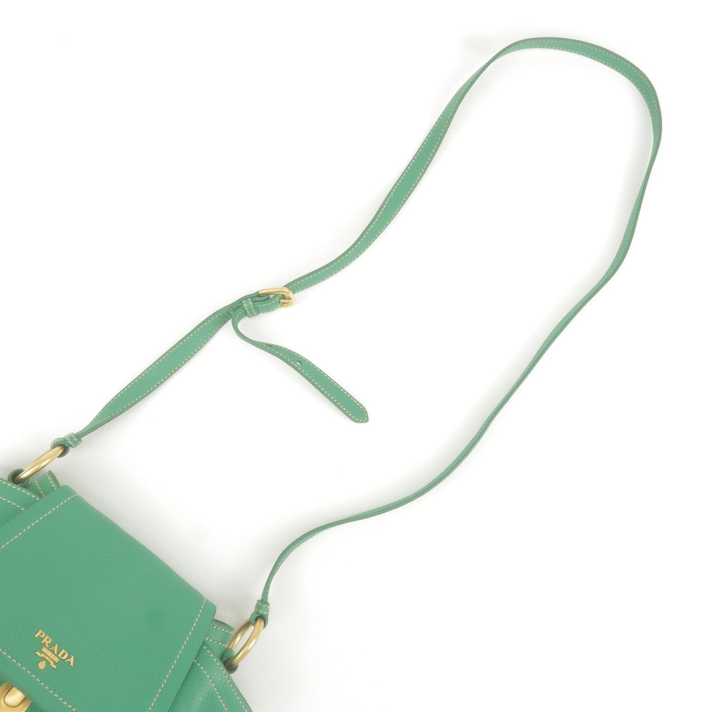 PRADA Logo Leather Shoulder Bag Crossbody Bag Green