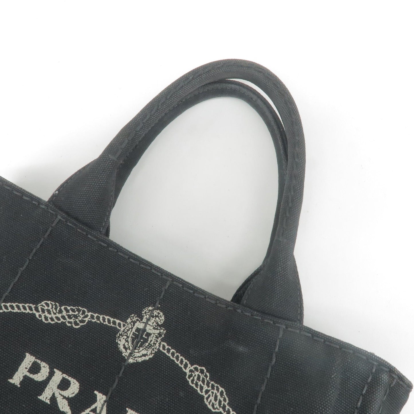 PRADA Canapa Mini Canvas Hand Bag Purse Black