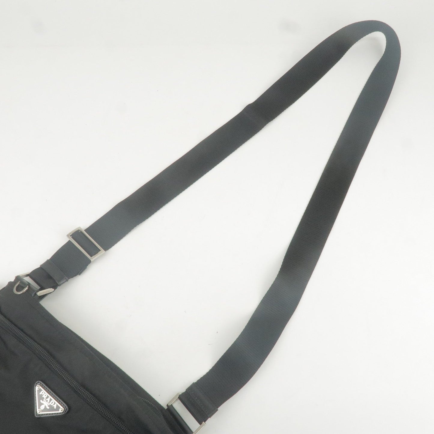 PRADA Logo Nylon Leather Shoulder Bag NERO Black 1BC137