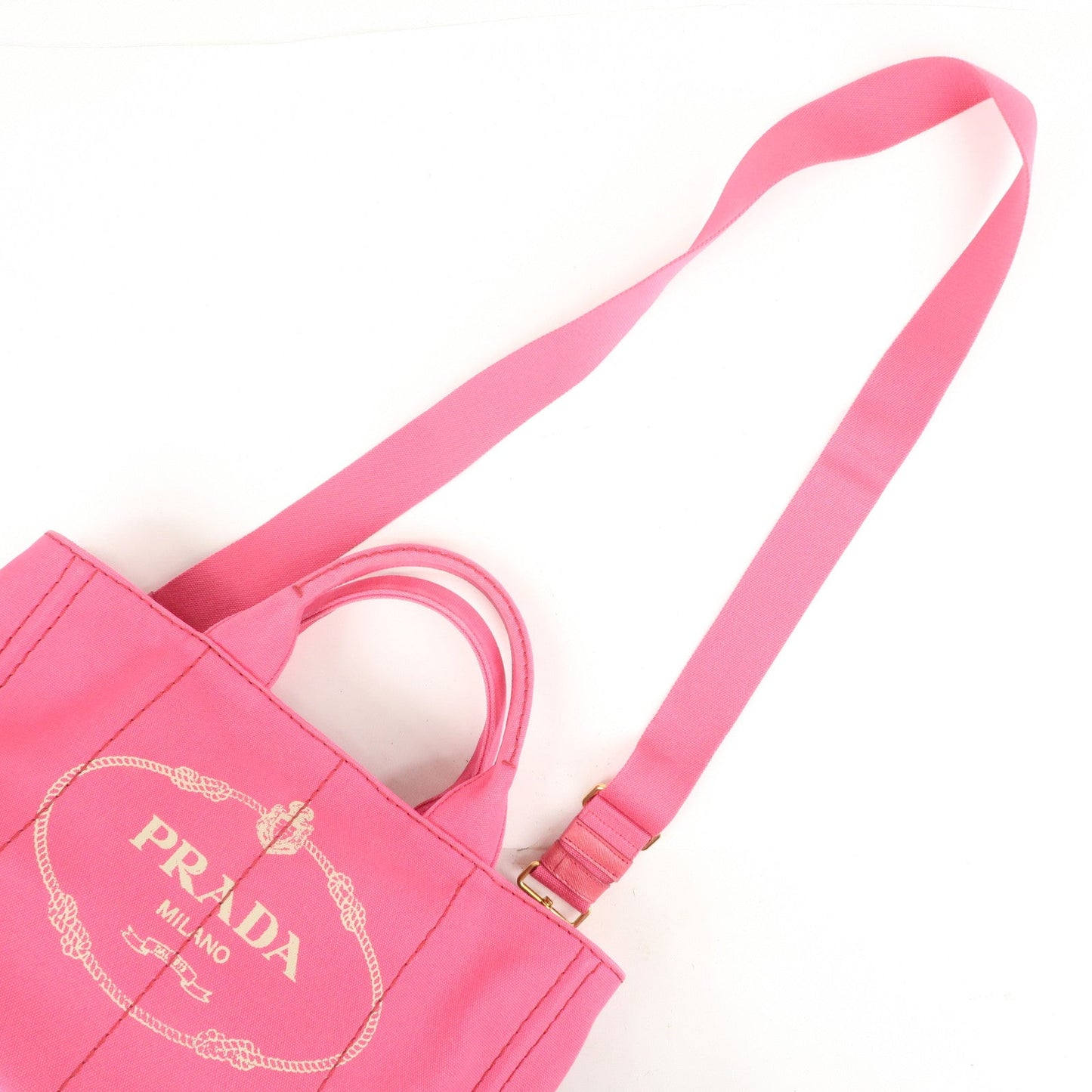 PRADA Canapa Canvas 2Way Bag Hand Bag Shoulder Bag Pink 1BG642