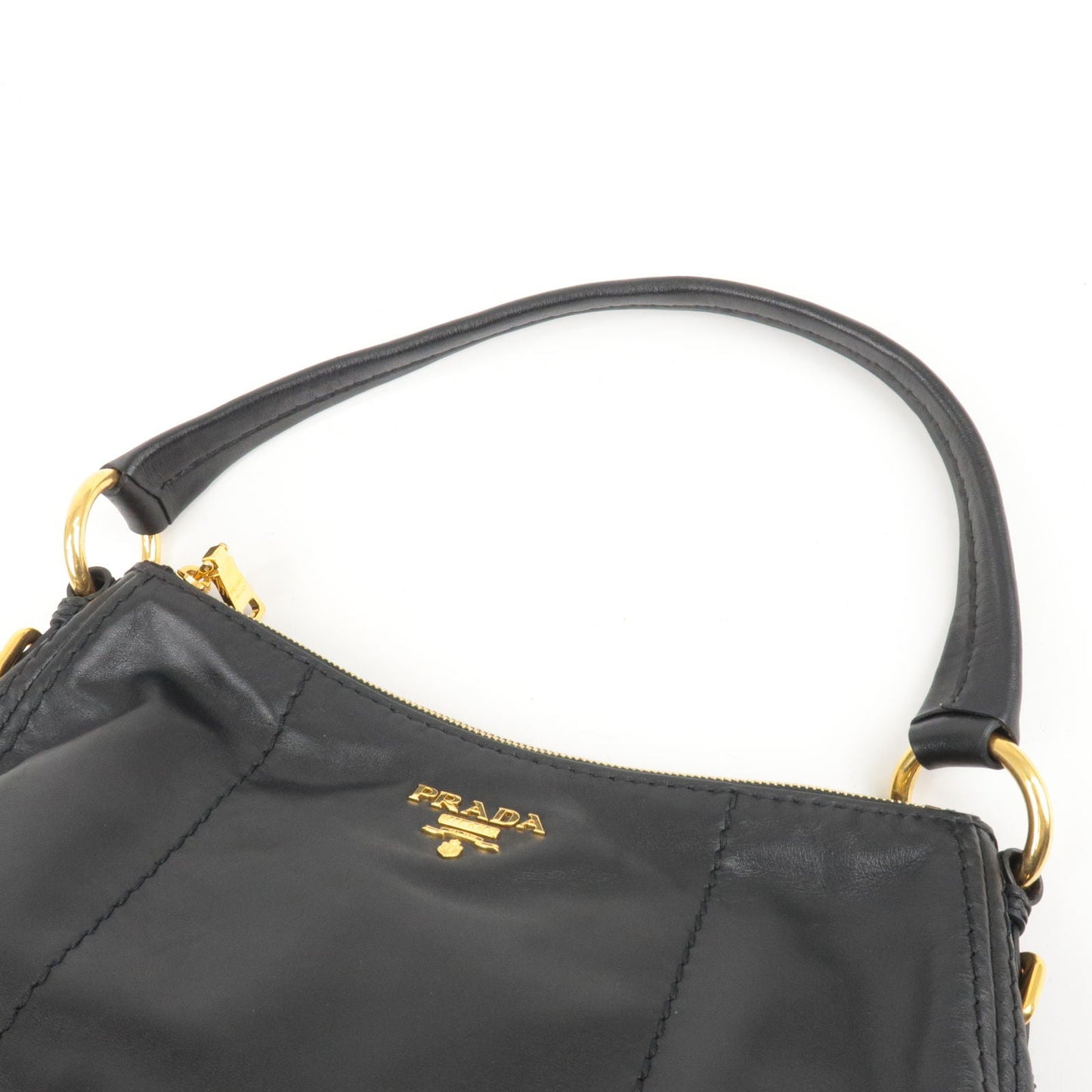 PRADA Soft Calf Leather Shoulder Bag Black BR4690