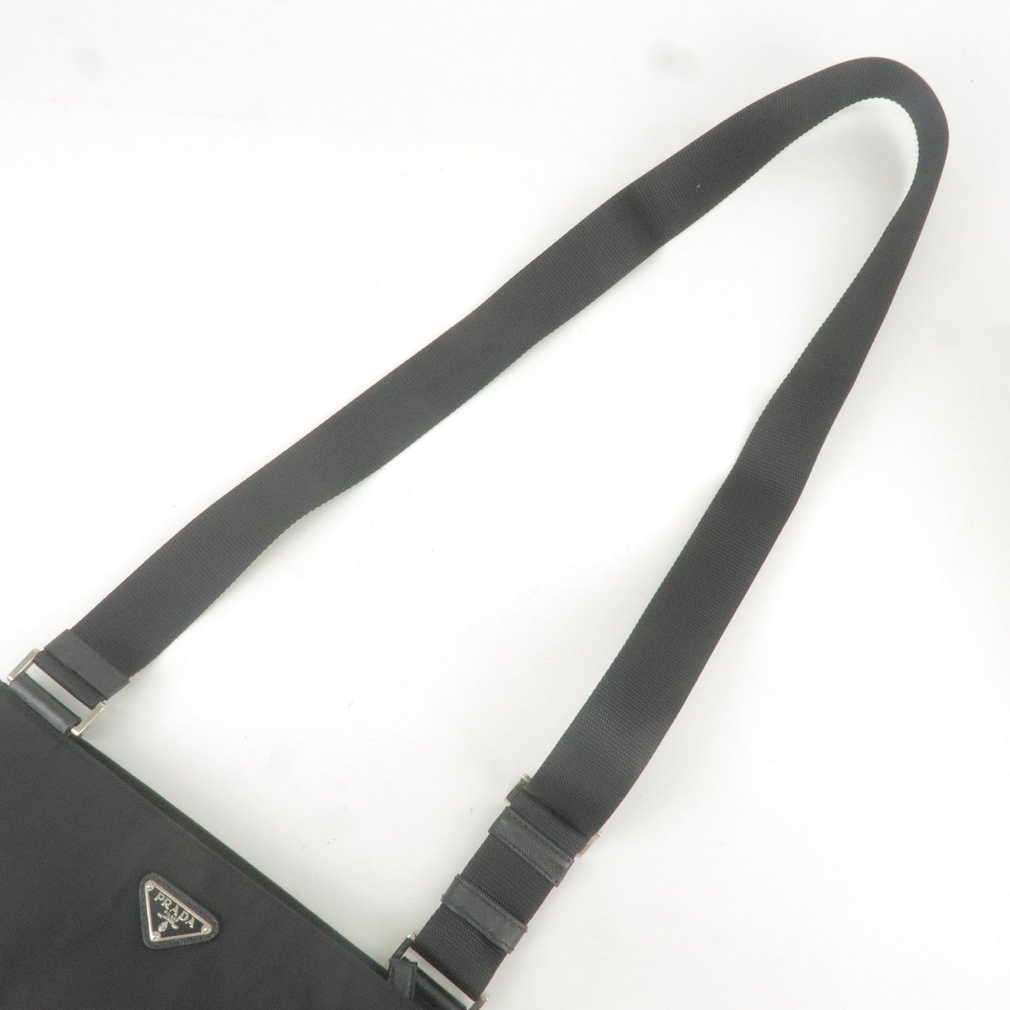 PRADA Logo Nylon Leather Shoulder Bag NERO Black VA0338