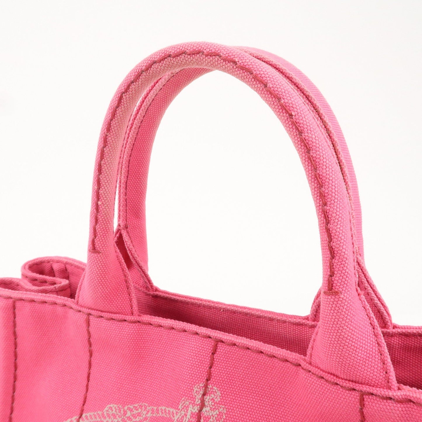 PRADA Logo Canapa Mini Canvas 2Way Tote Bag Pink 1BG439