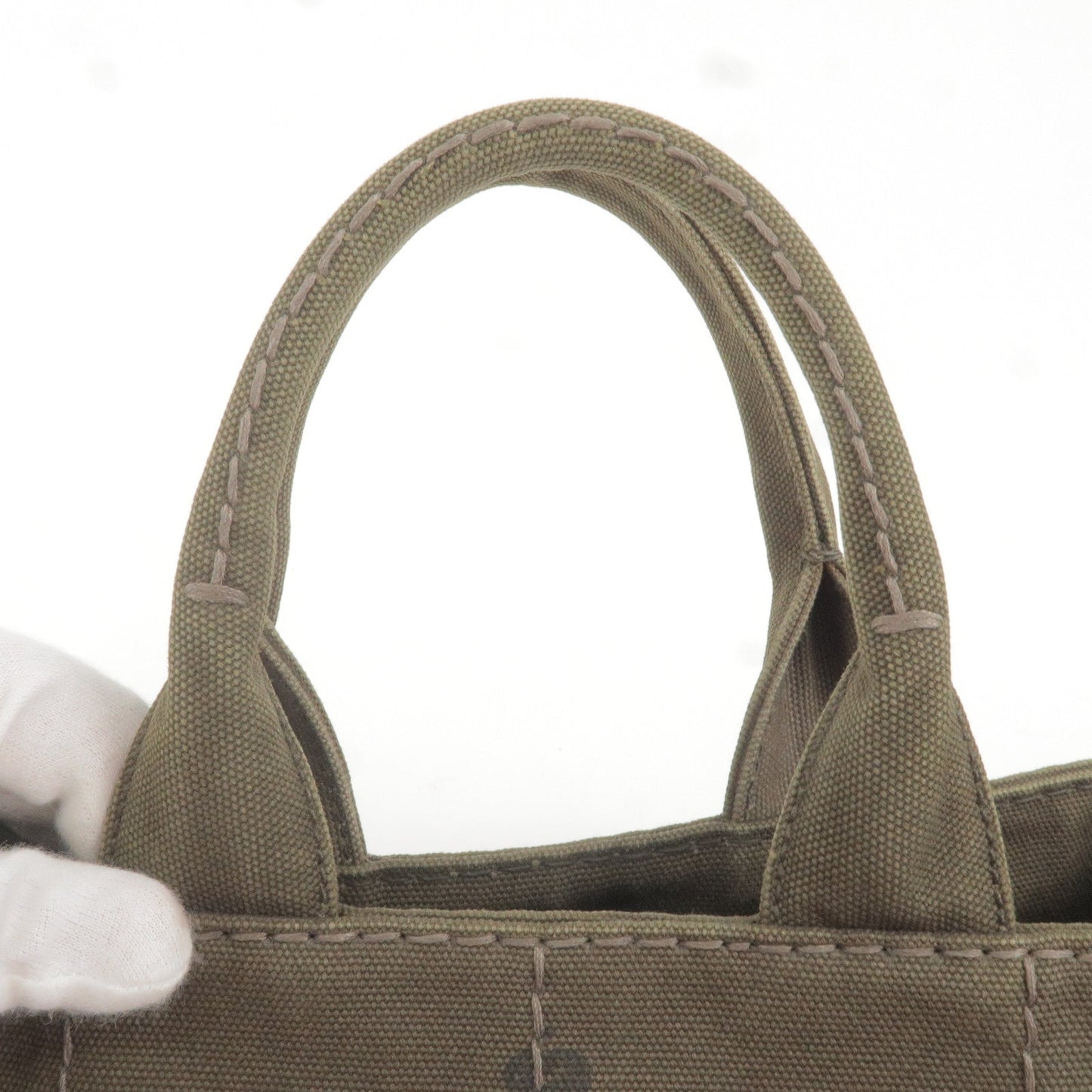 PRADA Canapa Mini Canvas 2Way Bag Hand Bag Khaki BN2439