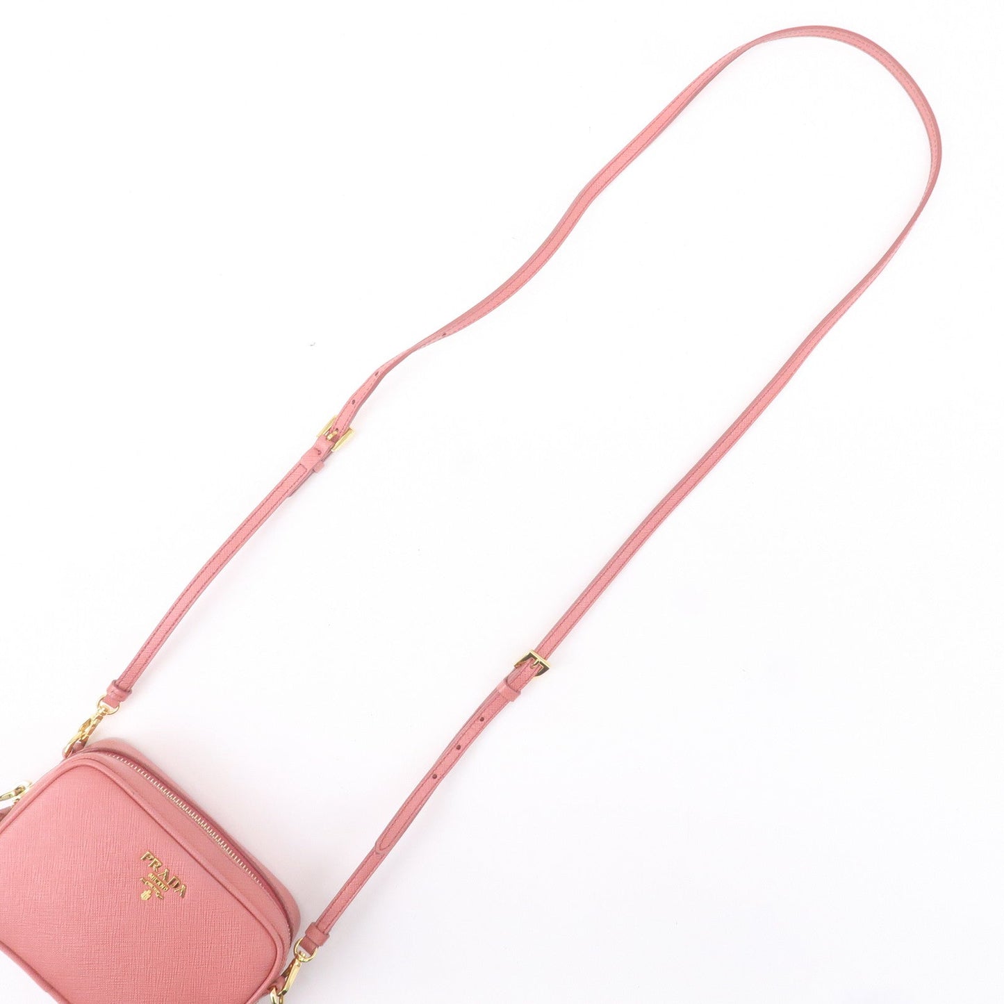 PRADA Logo Leather Crossbody Shoulder Bag Pink 1N1674