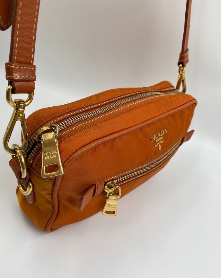 Prada Orange Nylon Crossbody Bag