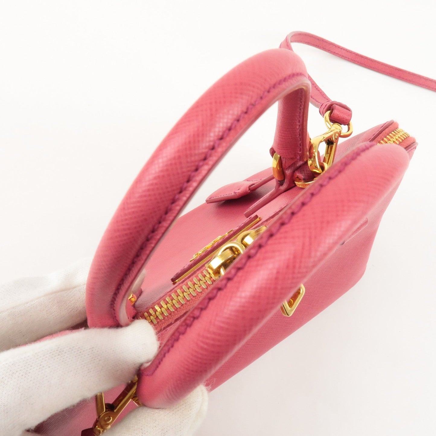 PRADA Logo Leather 2Way Hand Bag Shoulder Bag Pink BL0838