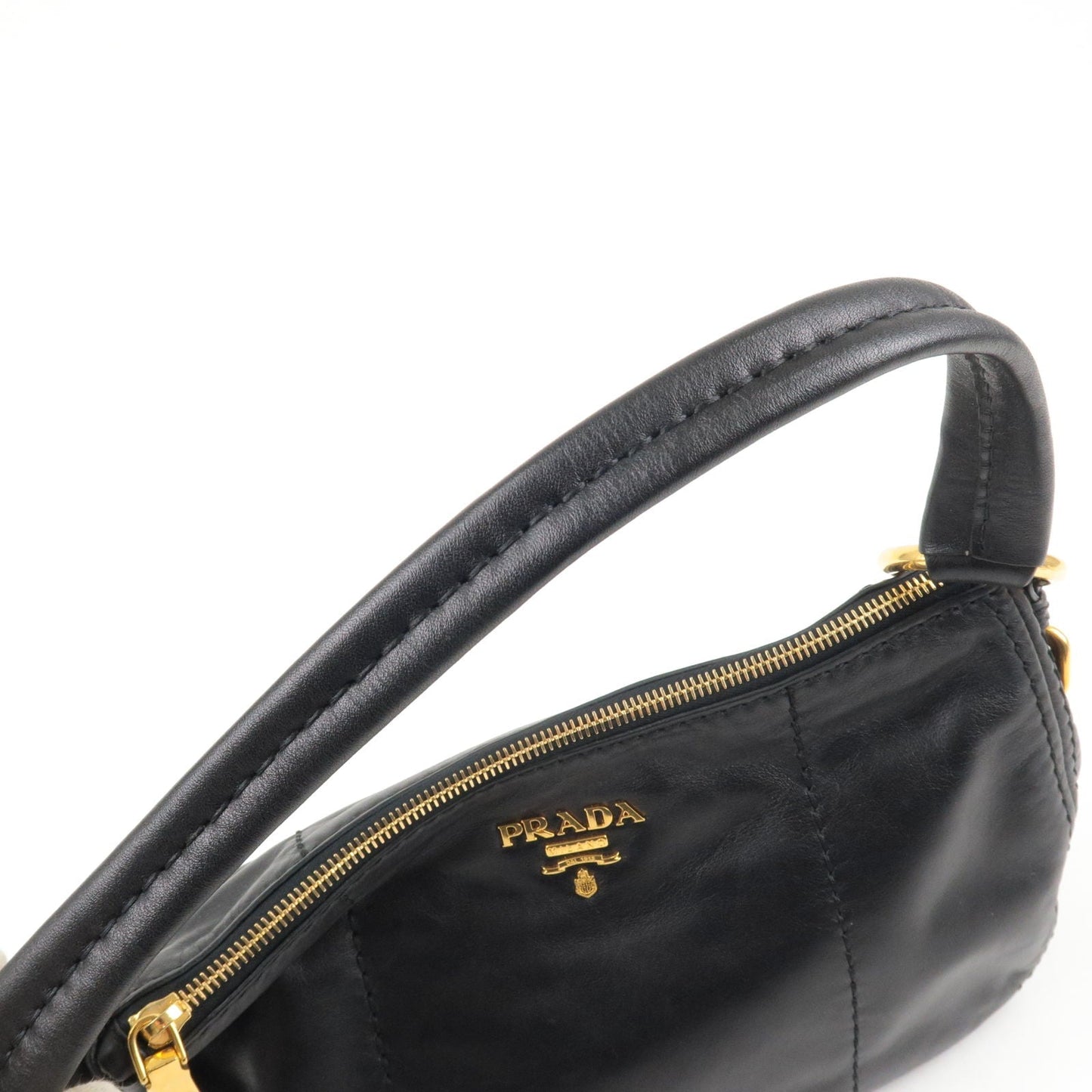 PRADA Soft Calf Leather Shoulder Bag Black BR4690