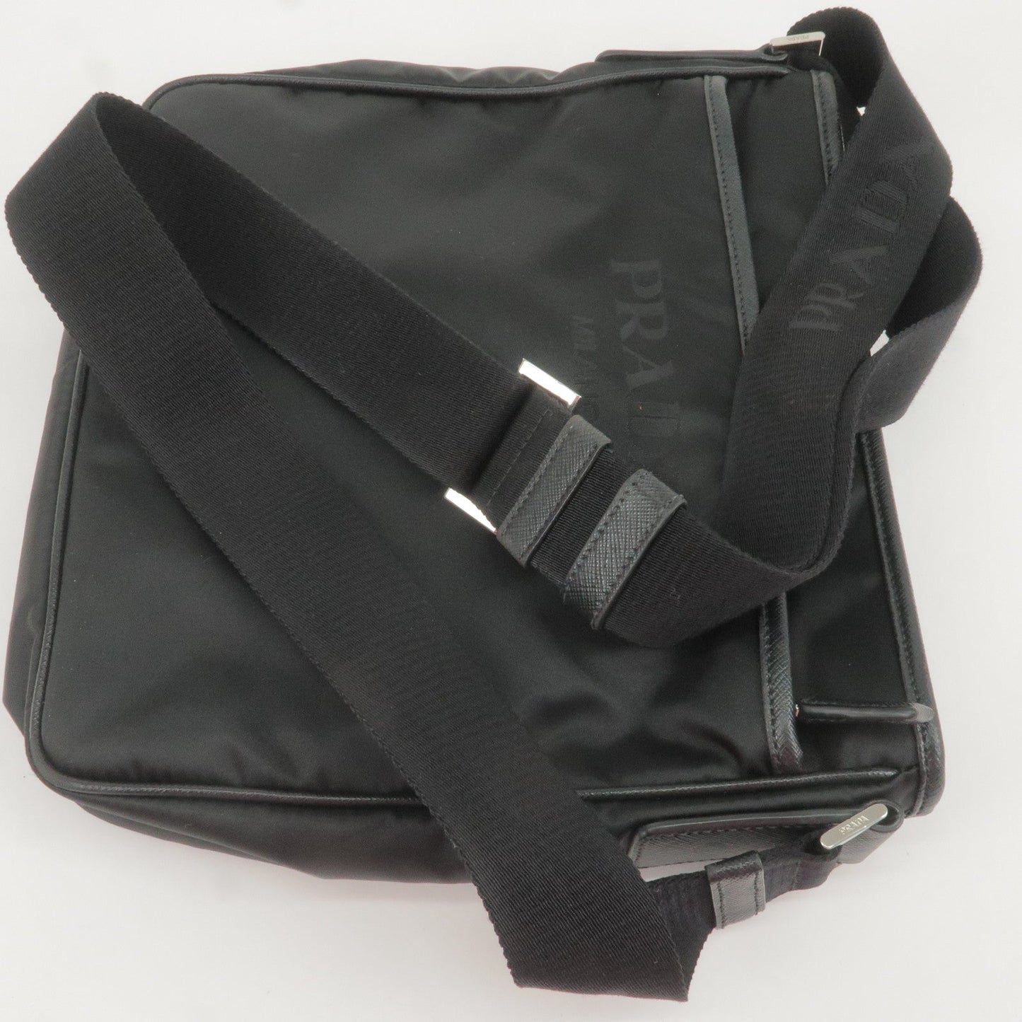 PRADA Nylon Leather Shoulder Bag NERO Black 2VH797