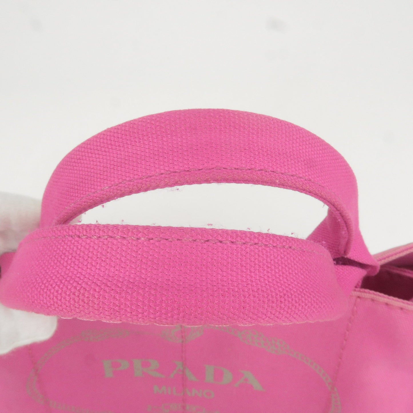 PRADA Logo Canapa Canvas Tote Bag Hand Bag Pink B1877G