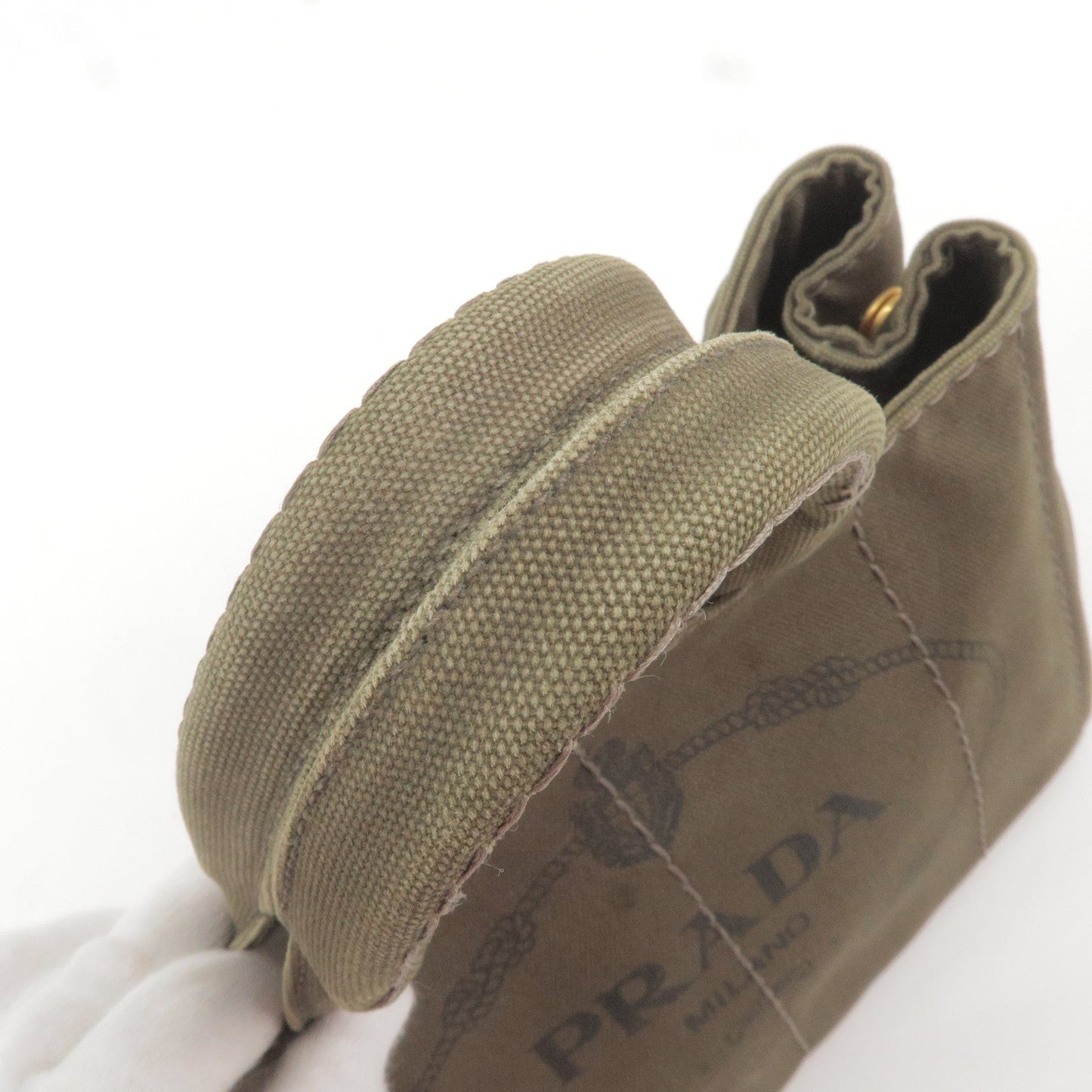 PRADA Canapa Mini Canvas 2Way Bag Hand Bag Khaki BN2439