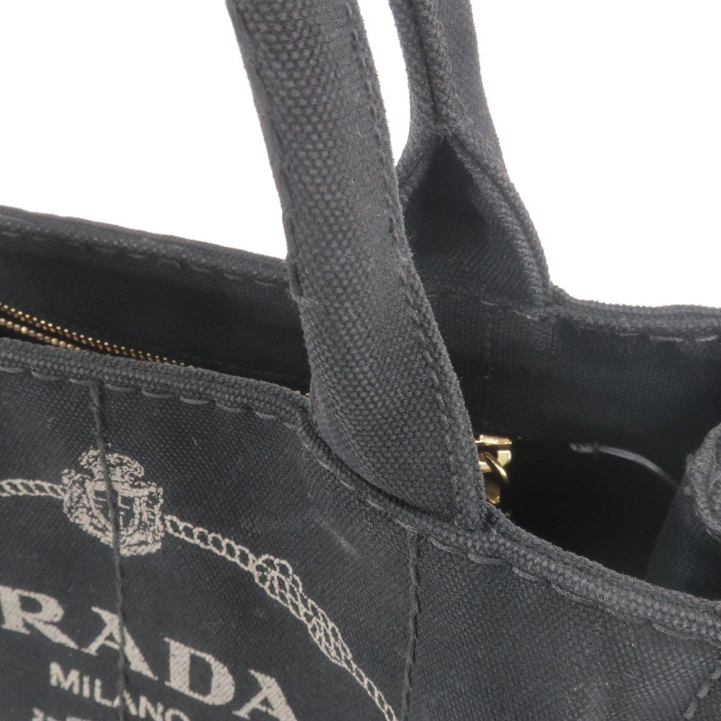 PRADA Canapa Mini Canvas Hand Bag Purse Black