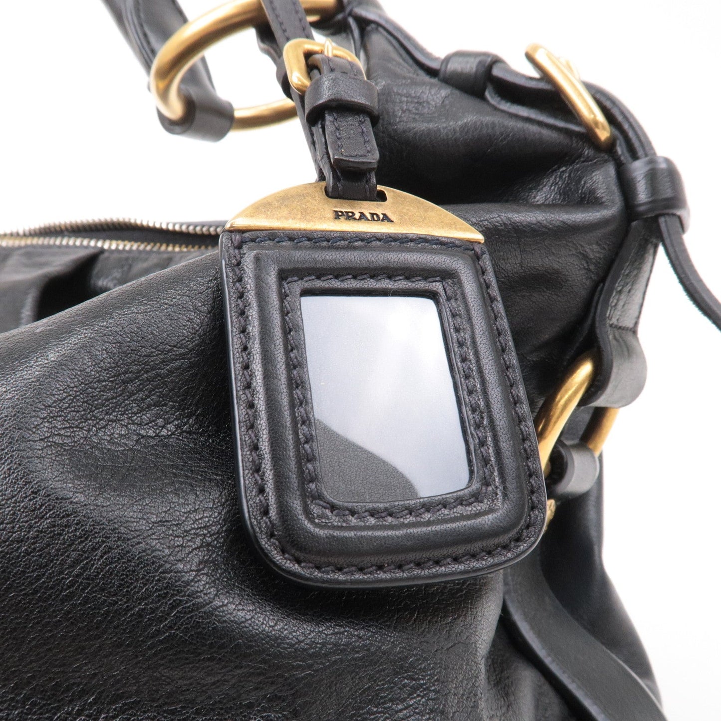 PRADA Logo Leather One Shoulder Bag NERO Black