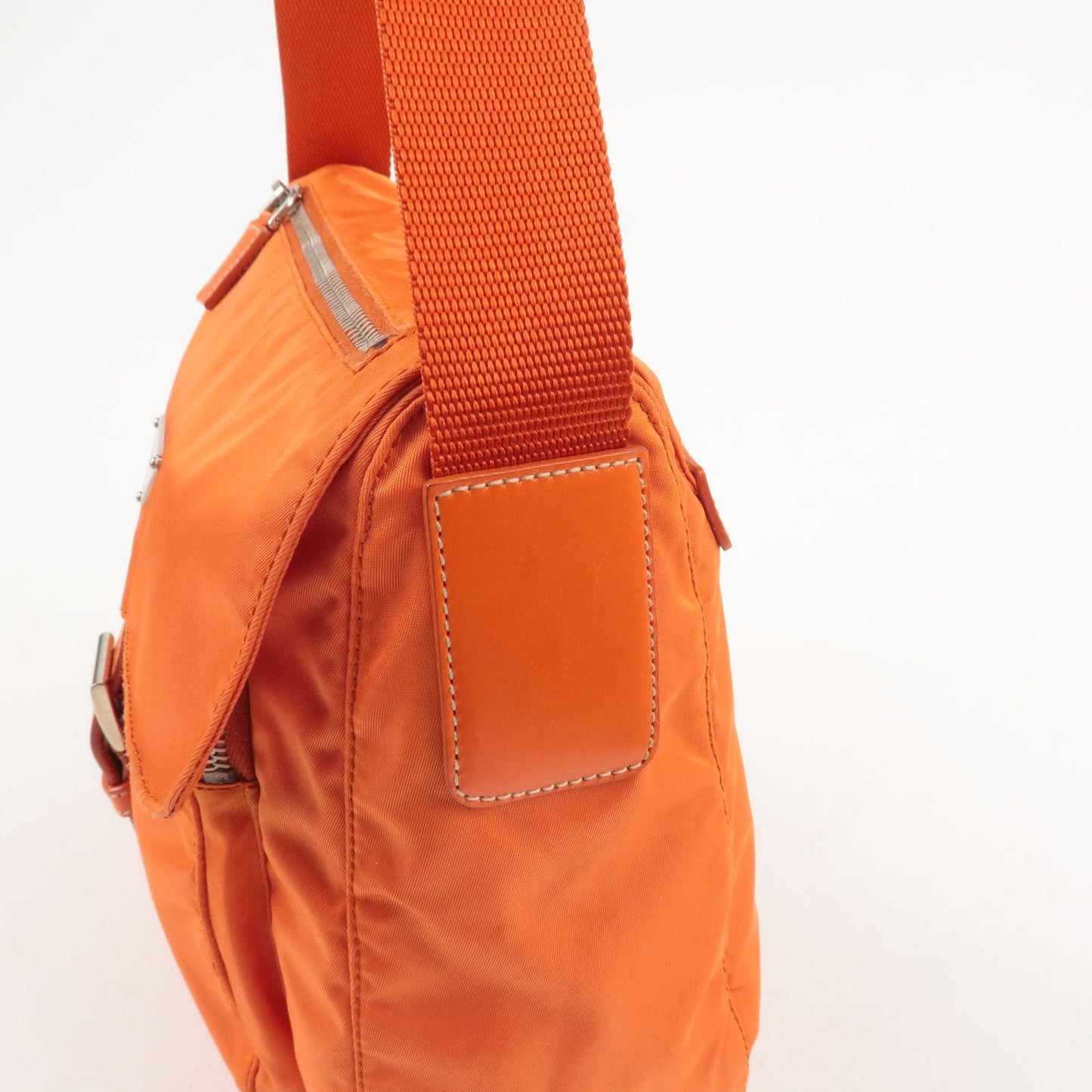 PRADA Logo Nylon Leather Shoulder Bag Orange B8994