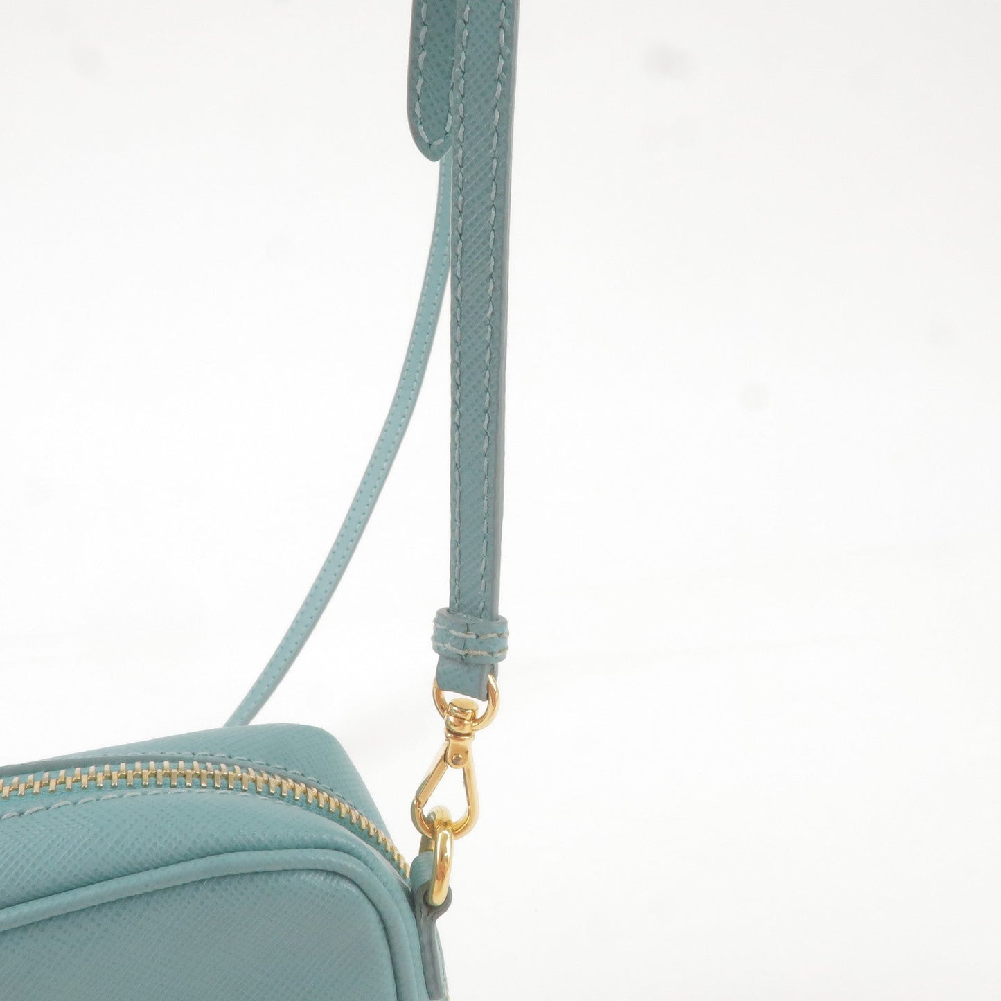 PRADA Vitello Daino Leather Shoulder Bag Purse Light Blue 1BC073