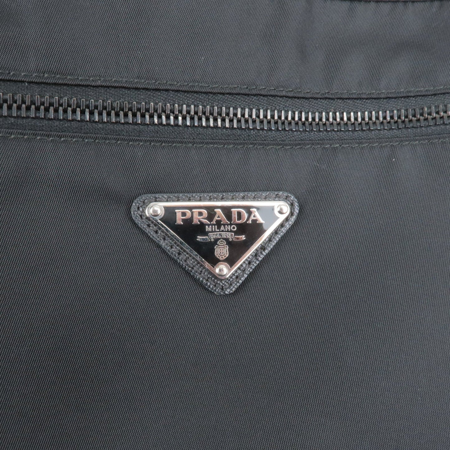 PRADA Logo Nylon Leather Shoulder Bag Purse NERO Black