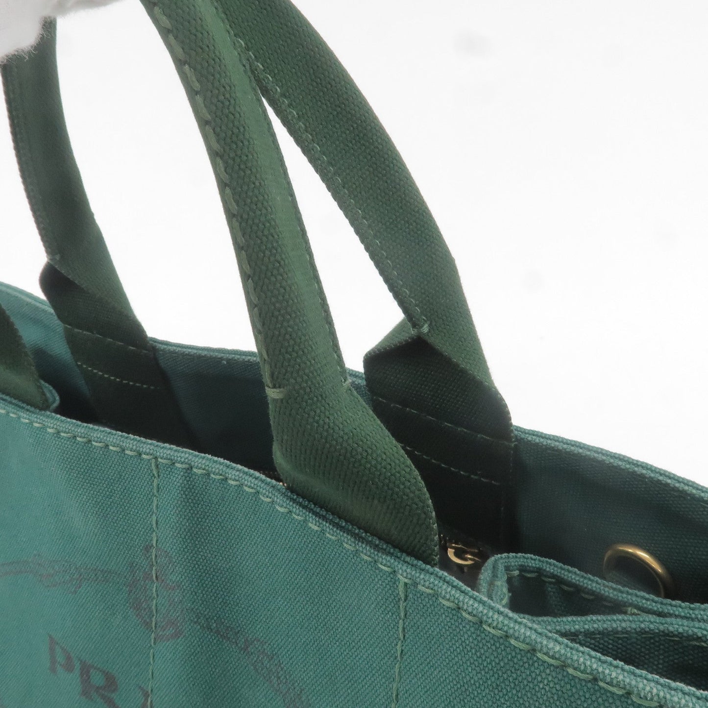 PRADA Canapa Canvas Tote Bag Green BN2642