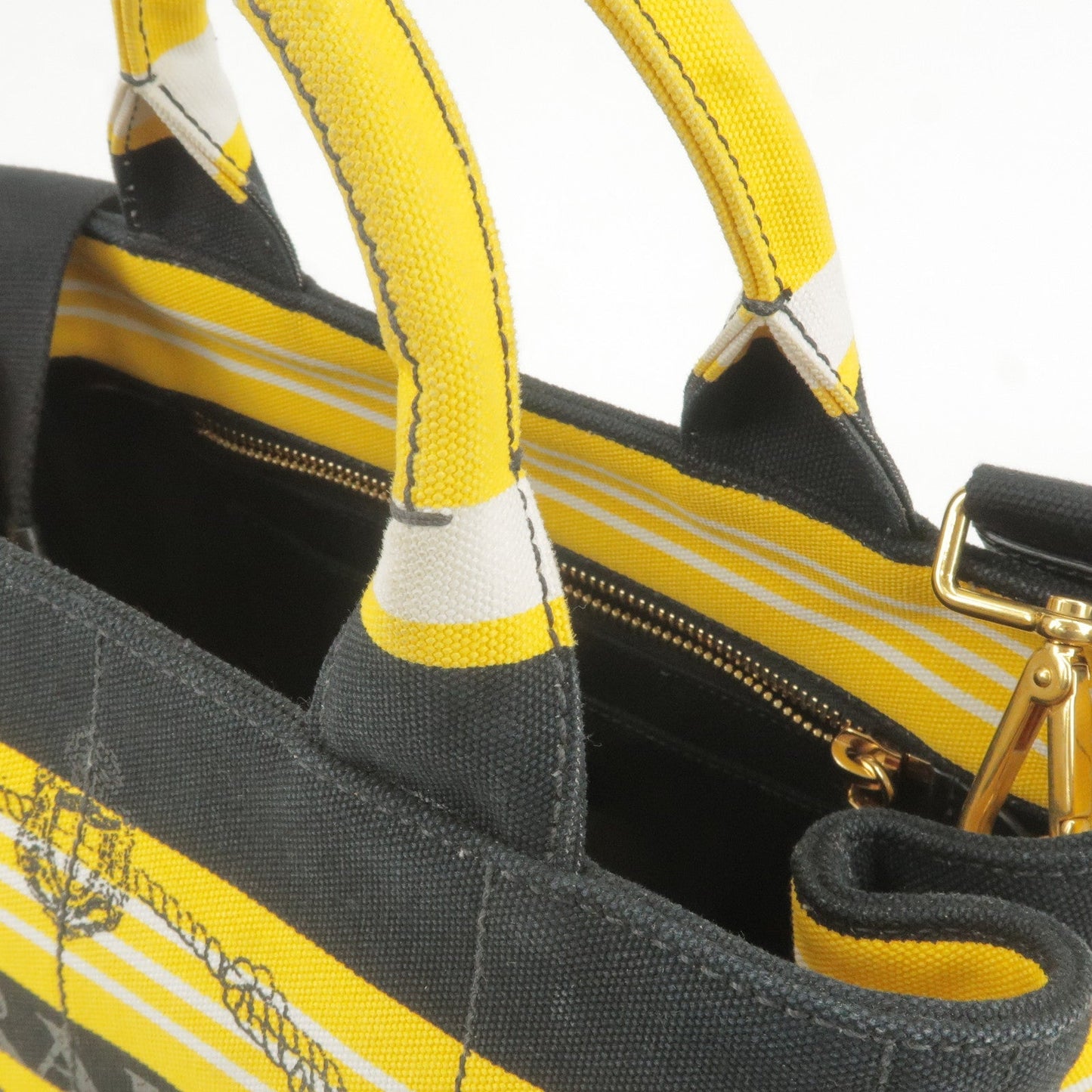 PRADA Canapa Mini Canvas 2Way Bag Shoulder Bag Yellow Black B2439B