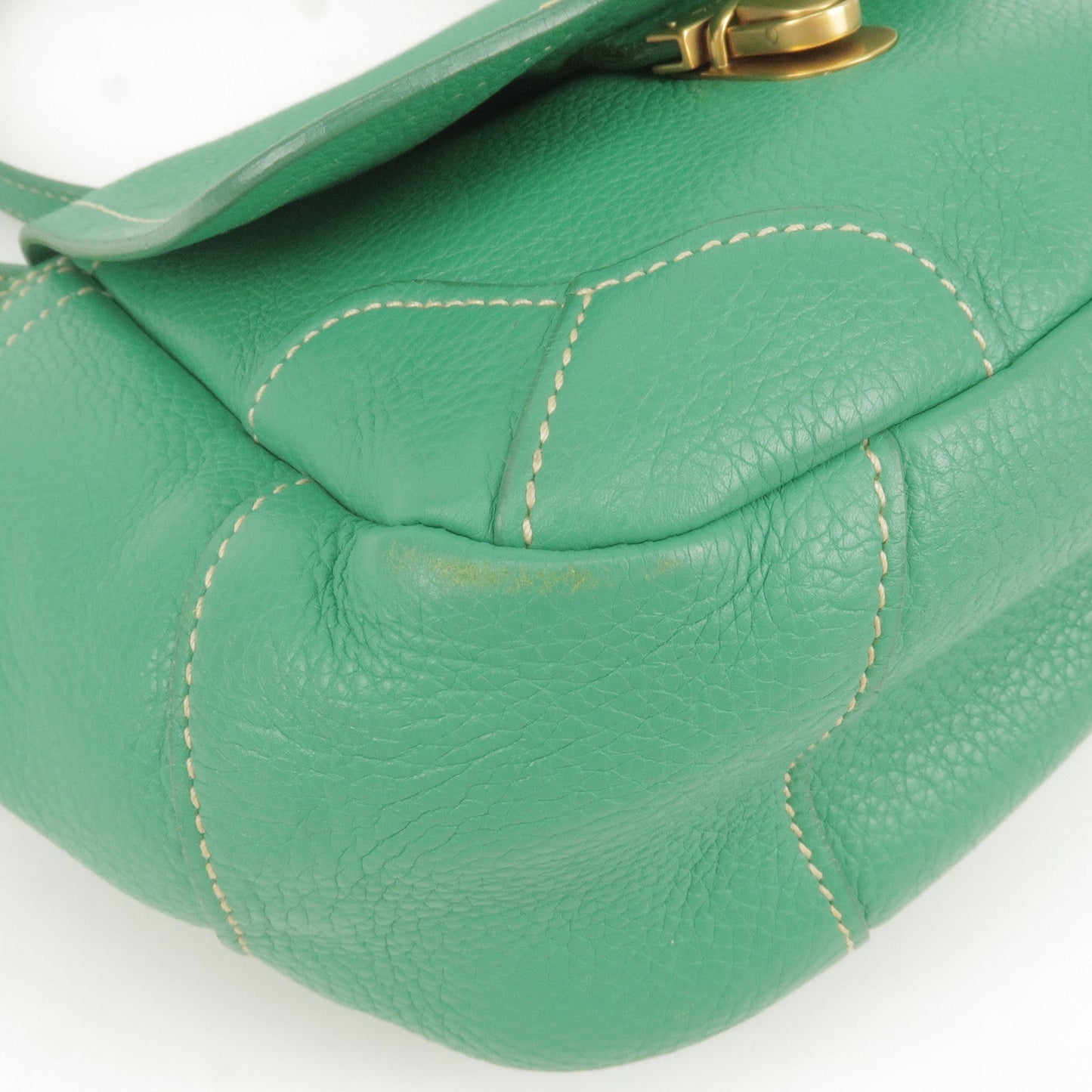 PRADA Logo Leather Shoulder Bag Crossbody Bag Green