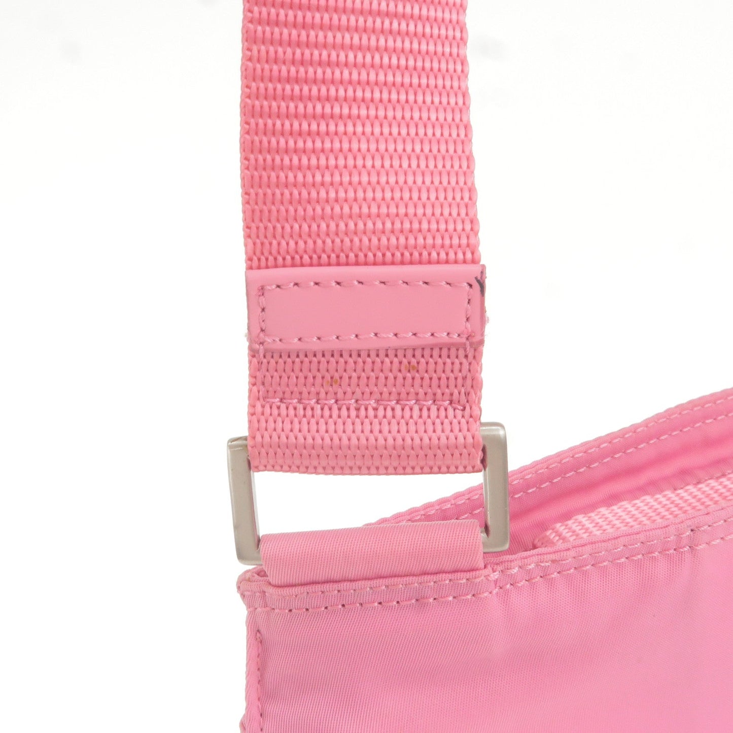 PRADA Logo Nylon Shoulder Bag Crossbody Bag Purse Pink B7372