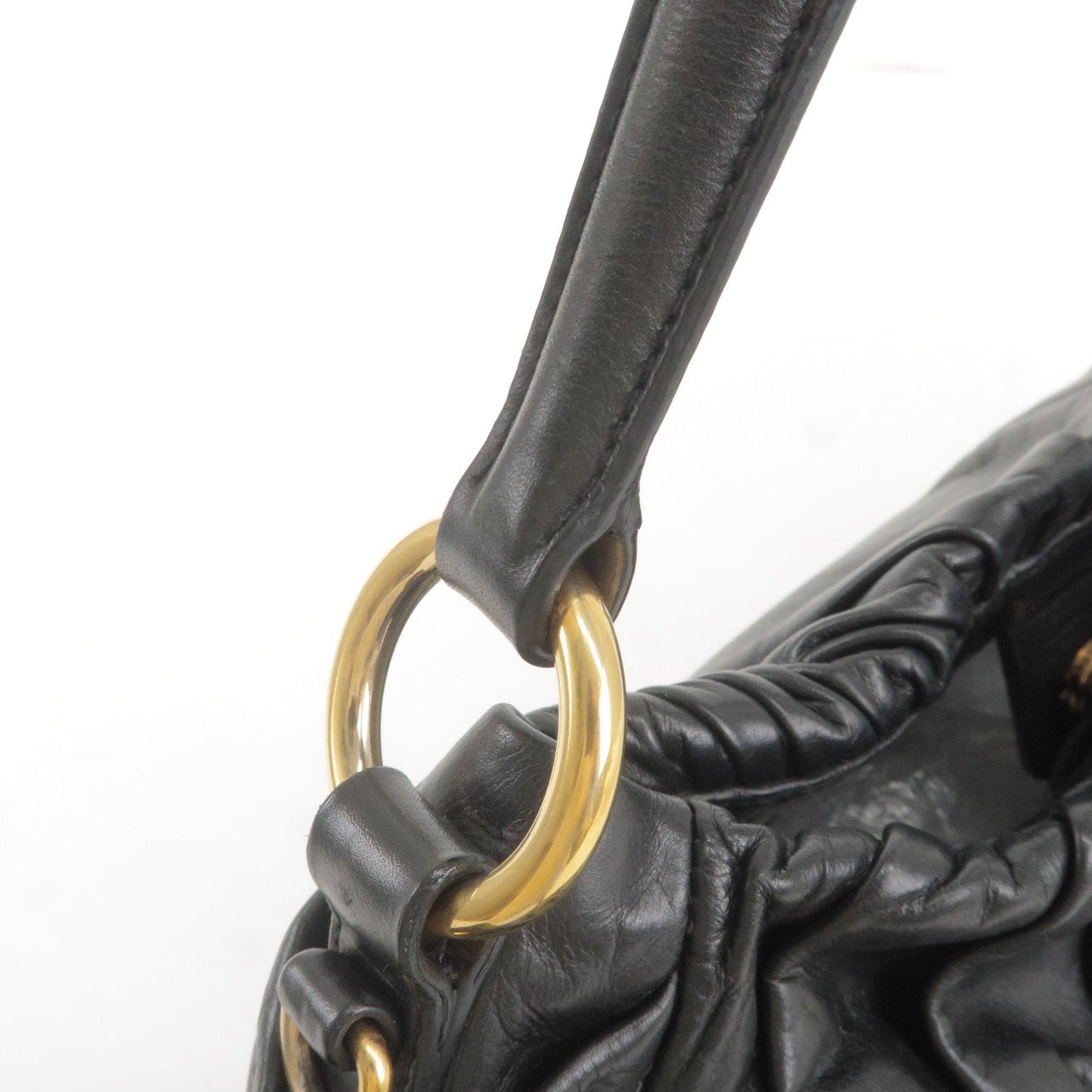 PRADA Logo Leather Shoulder Bag With Tassel Black