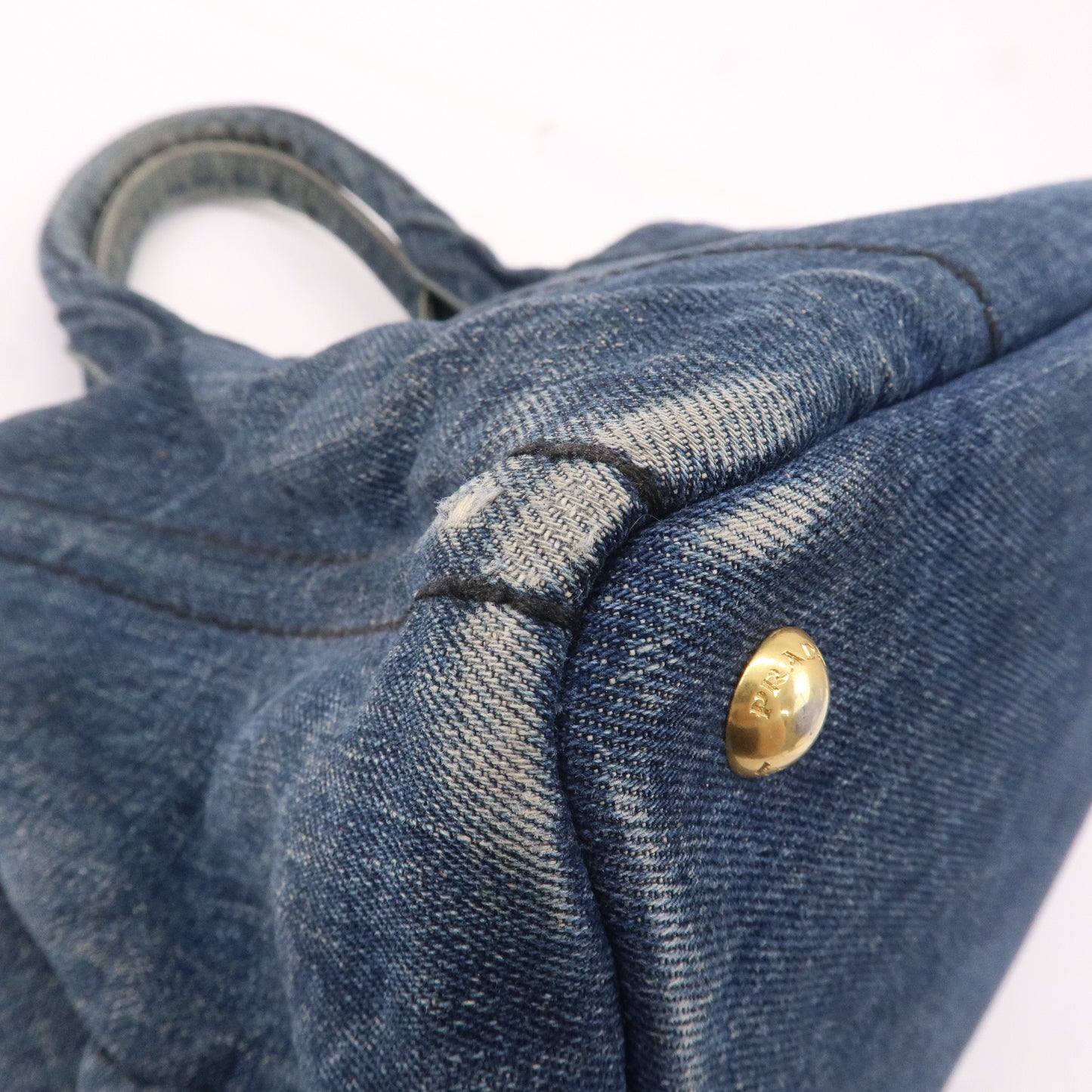 PRADA Canapa Denim Hand Bag Tote Bag Denim Blue B1877B