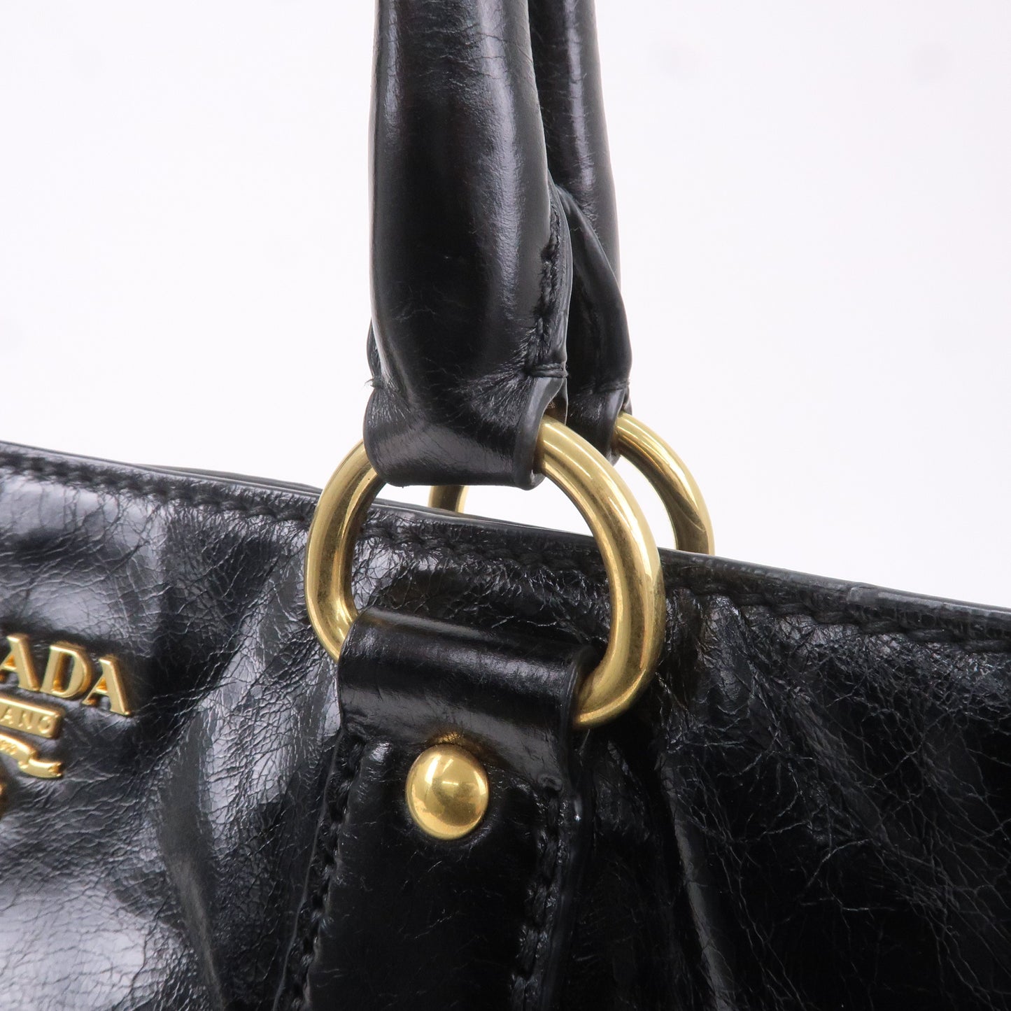 PRADA Leather 2WAY Bag Shoulder Bag Hand Bag Black BN2151