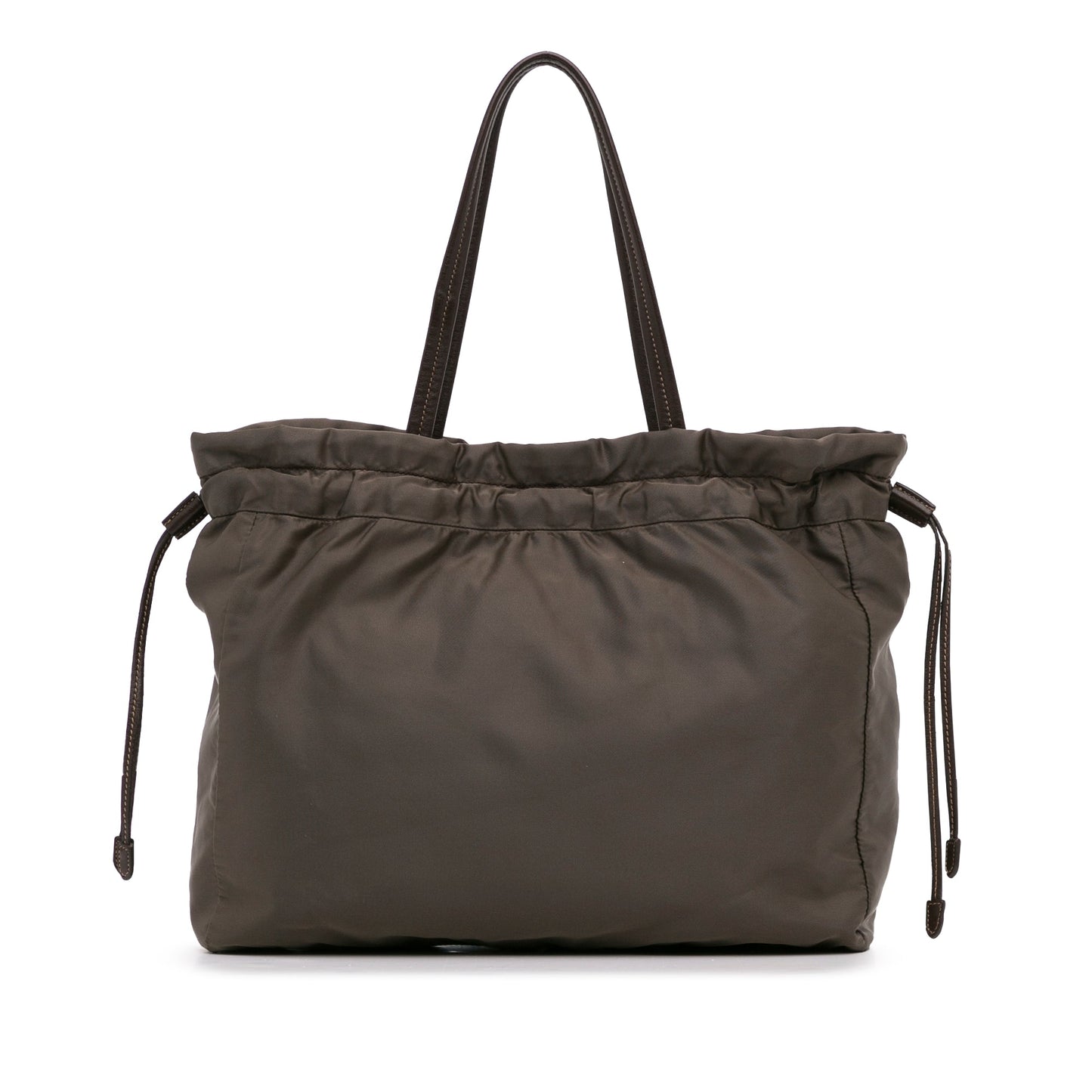 Brown Prada Logo Tessuto Drawstring Tote Bag