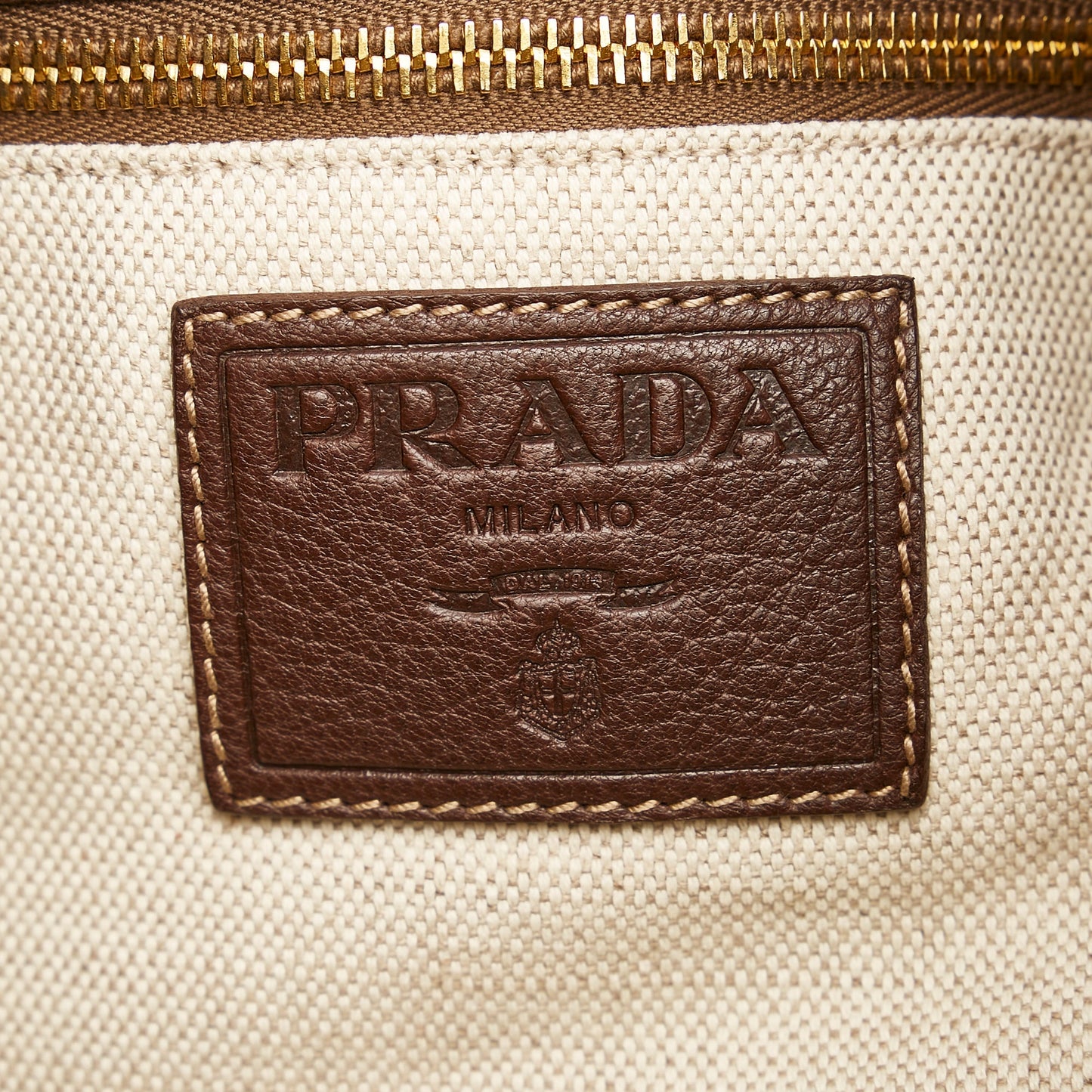 Brown Prada Cervo Drawstring Leather Tote