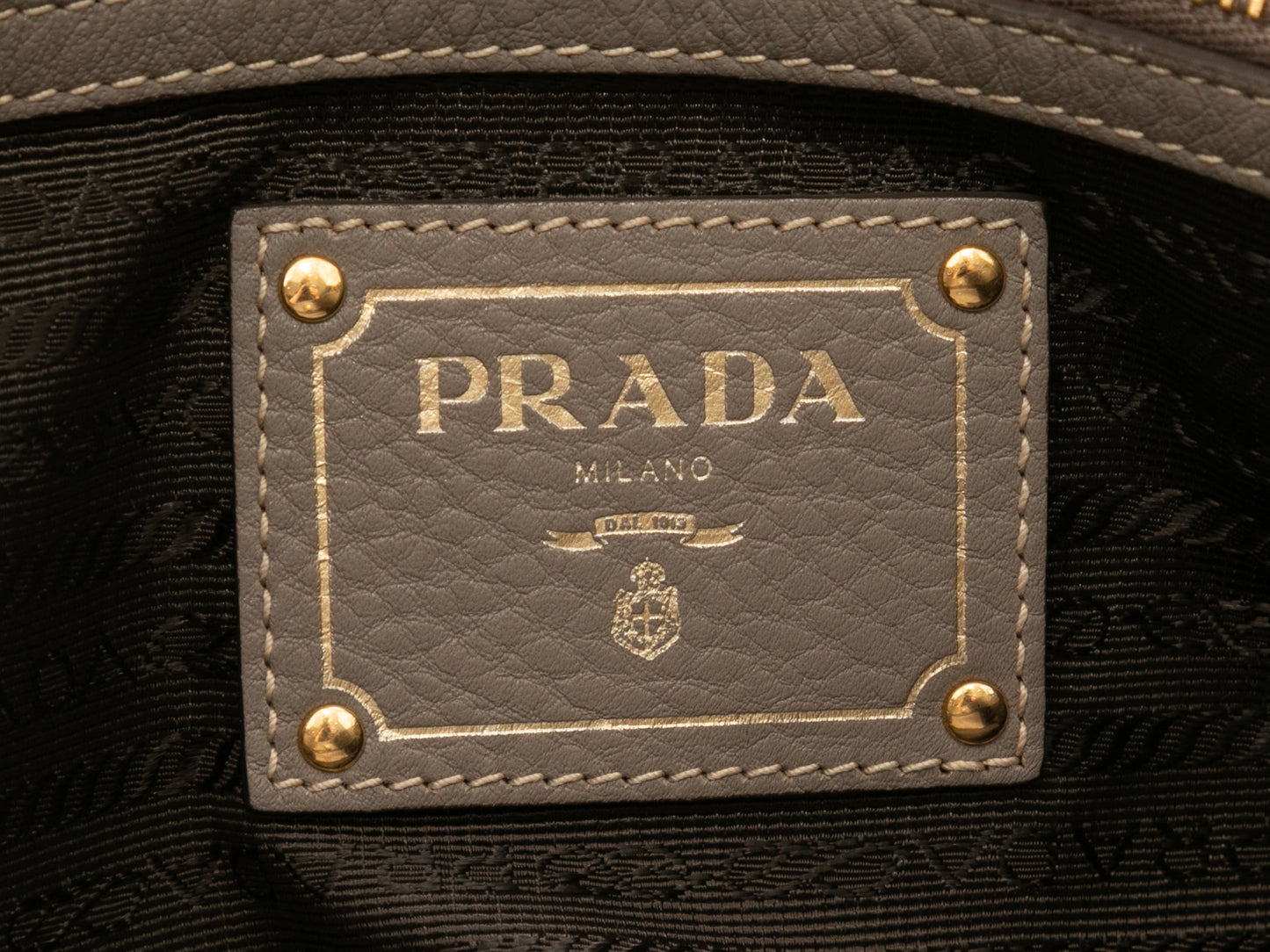 Gray Prada Leather Hobo Tote Bag