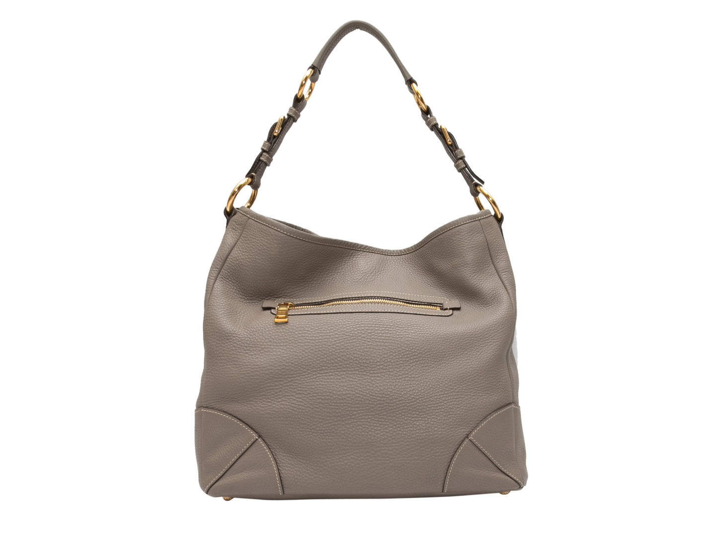 Gray Prada Leather Hobo Tote Bag