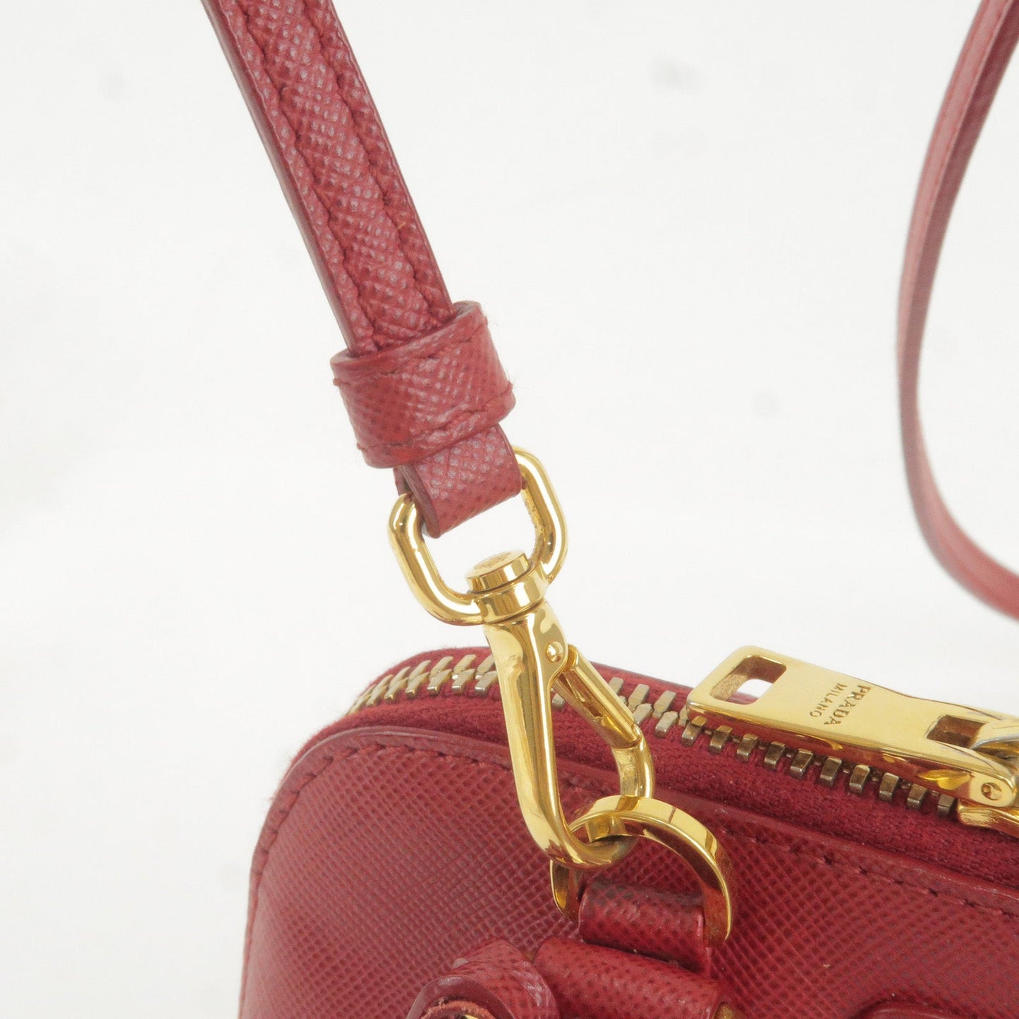 PRADA Leather Promenade Mini 2Way Bag Shoulder Bag Red BL0851