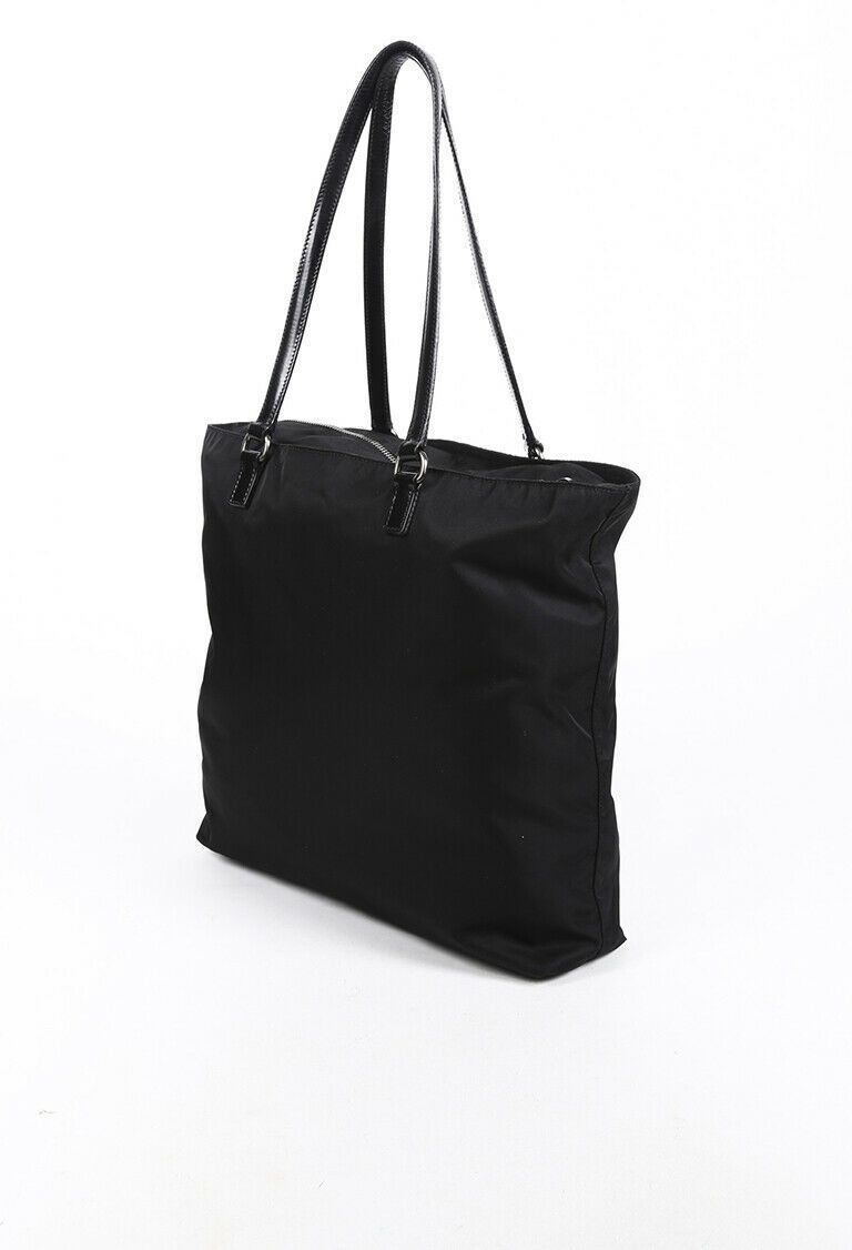 Prada Bag Black Tessuto Nylon Grommet Logo Tote