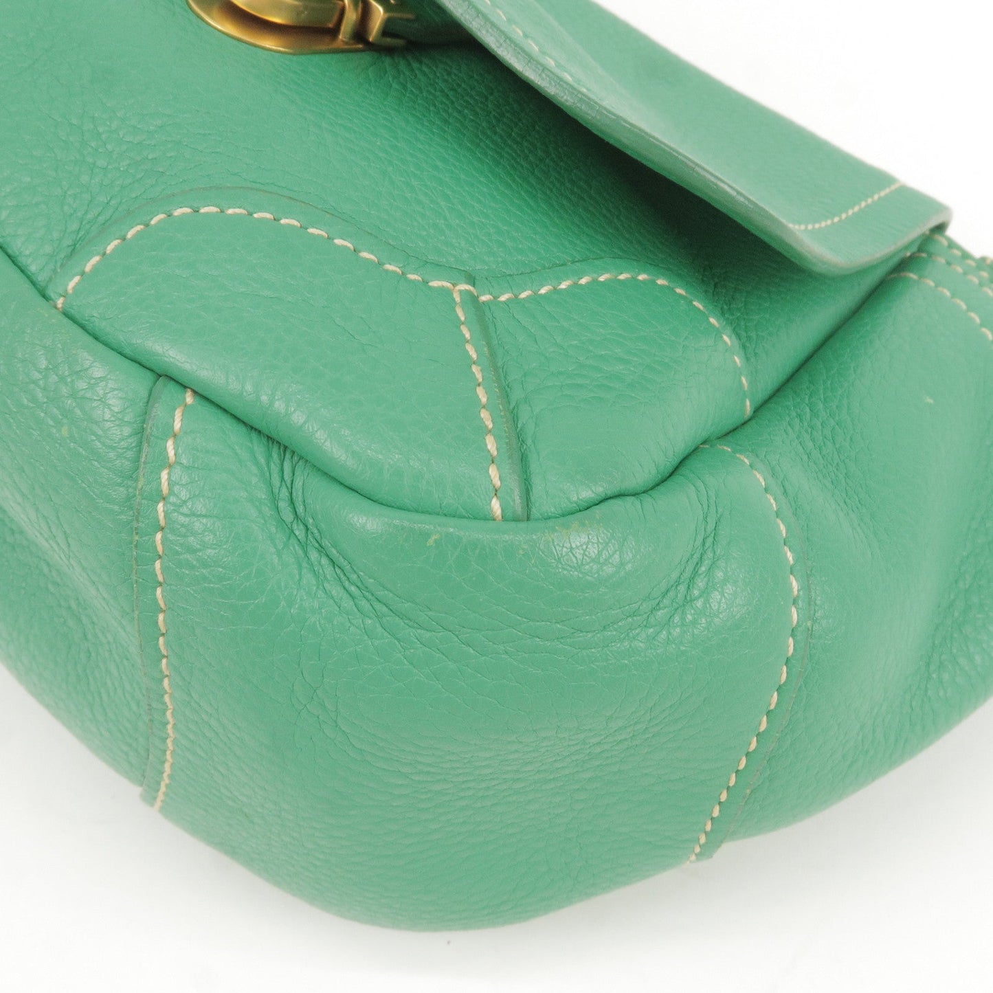 PRADA Logo Leather Shoulder Bag Crossbody Bag Green