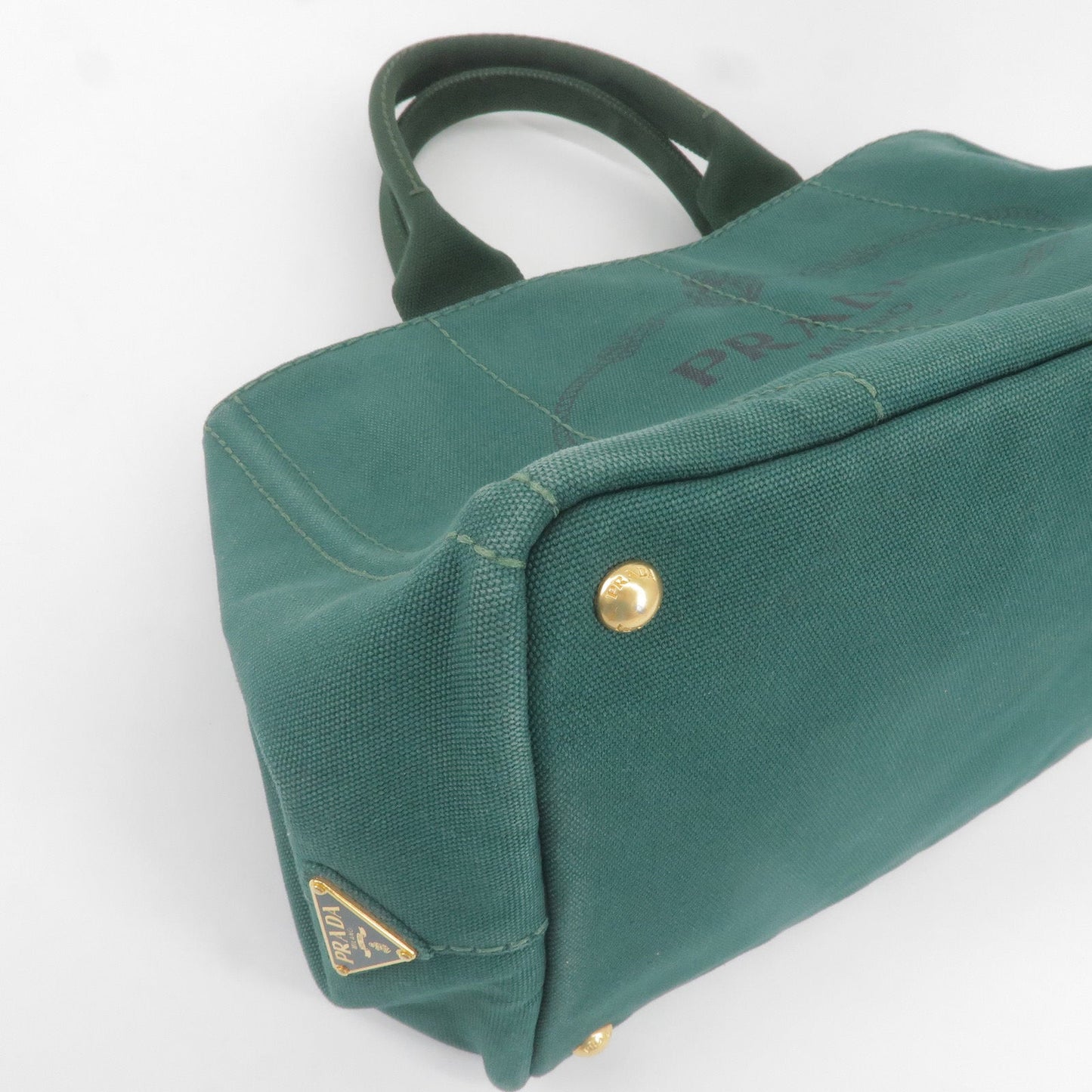 PRADA Canapa Canvas Tote Bag Green BN2642