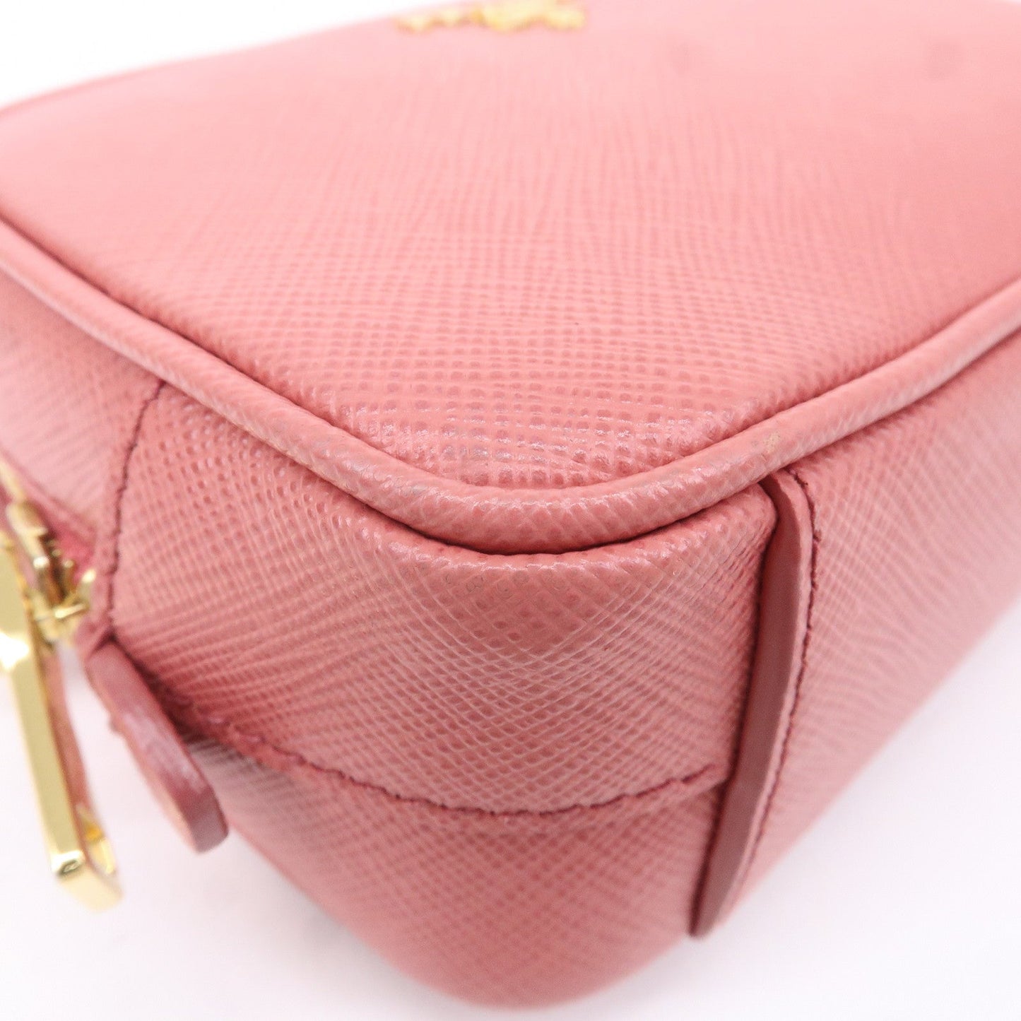 PRADA Logo Leather Crossbody Shoulder Bag Pink 1N1674