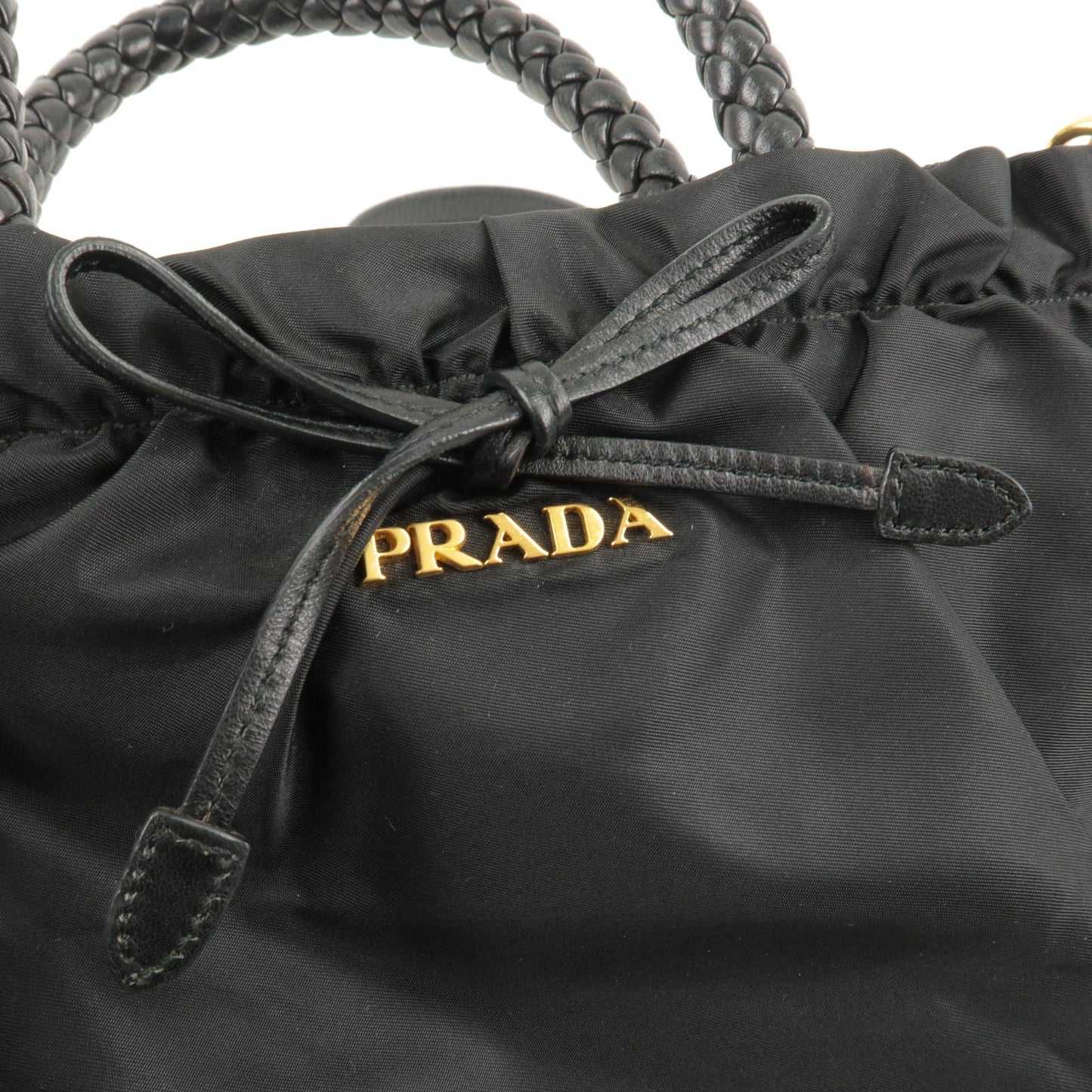 PRADA Nylon Leather Ribbon 2Way Bag Shoulder Bag NERO Black