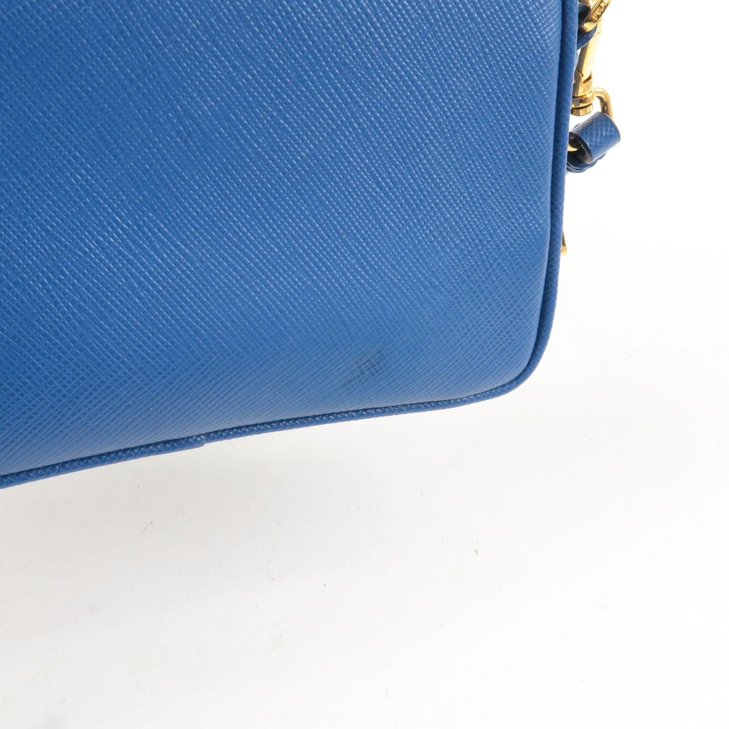 PRADA Logo Leather Shoulder Bag Mini Bag Blue 1N1674