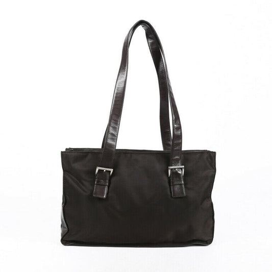 Prada Bag Brown Nylon Leather Tote