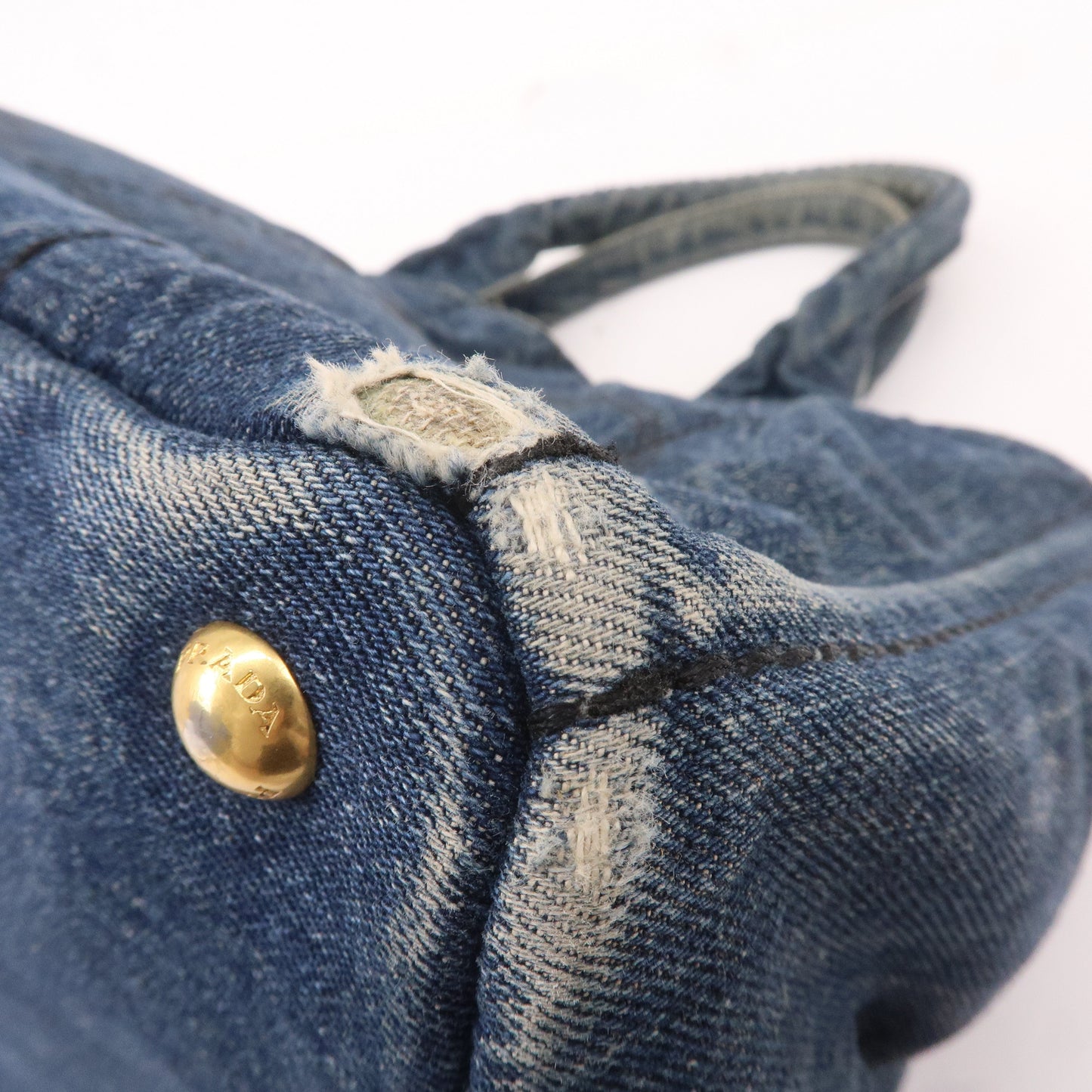 PRADA Canapa Denim Hand Bag Tote Bag Denim Blue B1877B