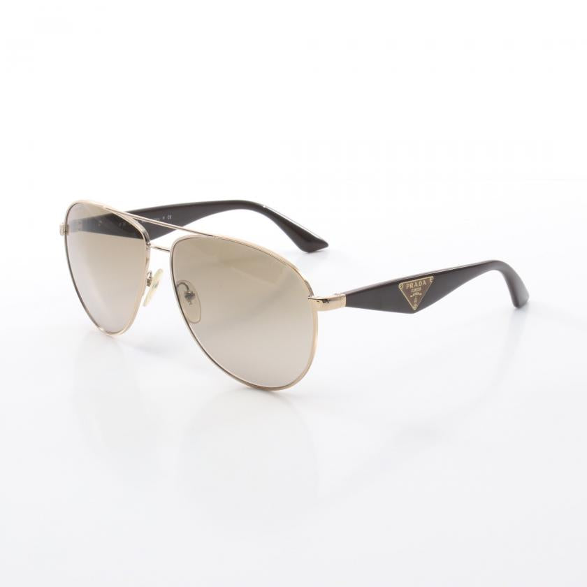 Prada Unisex Aviator Sunglasses, Gold Brown