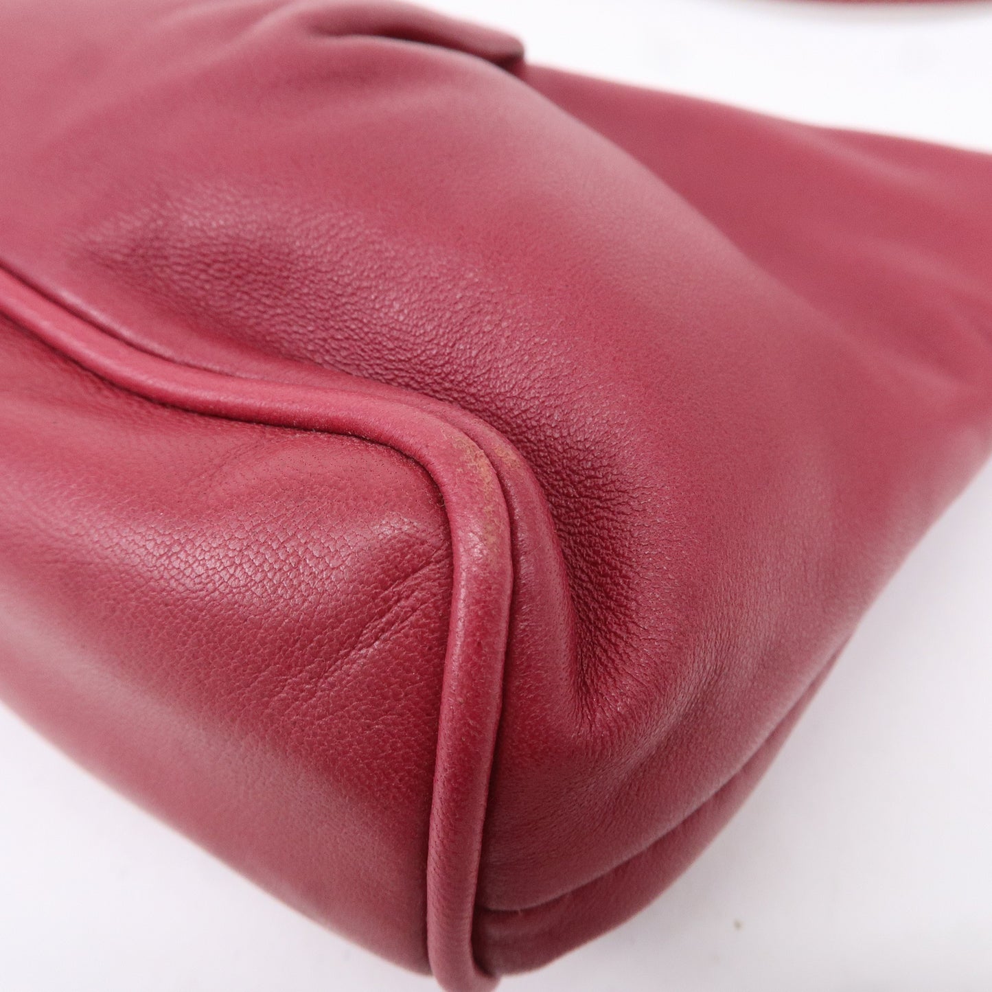 PRADA Leather Rose Corsage Hand Bag Pouch Pink 1N1439