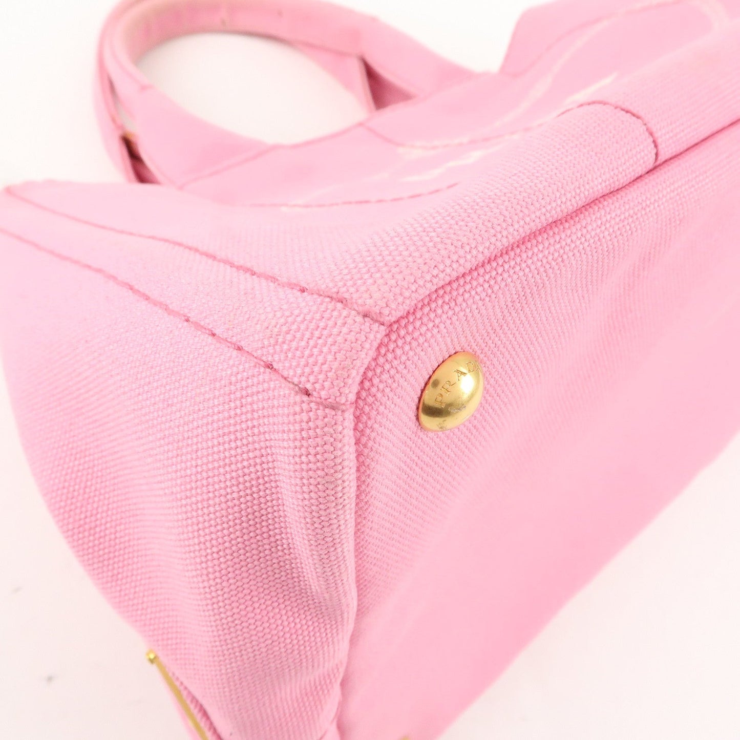 PRADA Logo Canvas Canapa Tote Bag Shoulder Bag Pink