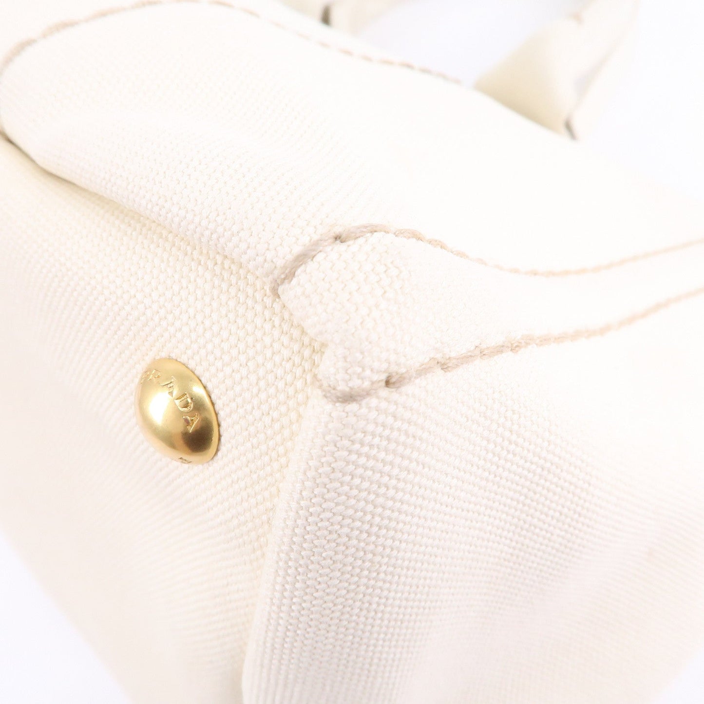 PRADA Canapa Canvas Tote Bag Hand Bag Ivory BN1877