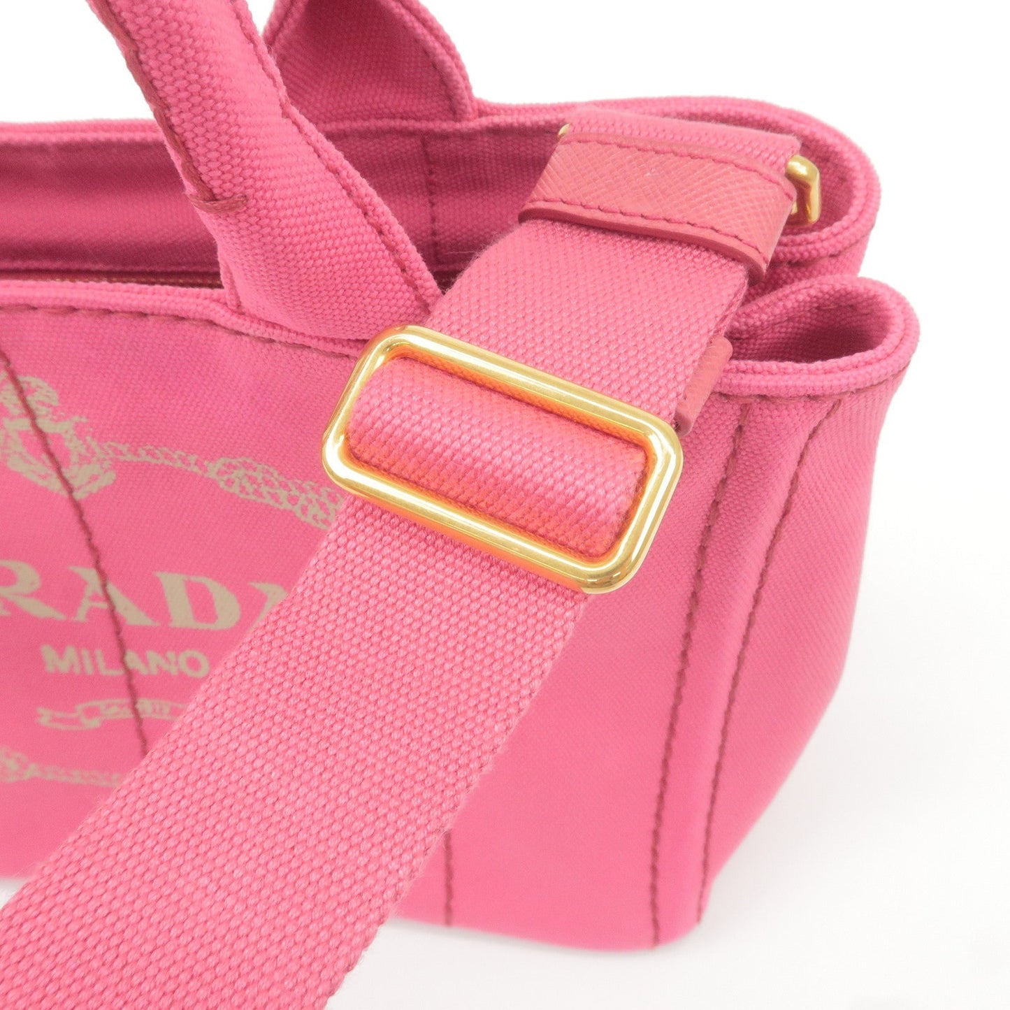 PRADA Logo Canapa Mini Canvas 2Way Tote Bag Pink 1BG439