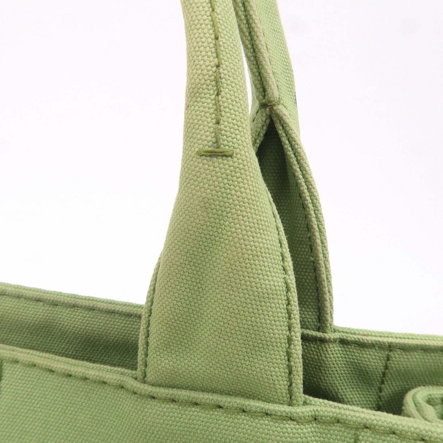 PRADA Canapa Canvas Tote Bag Hand Bag Green B1877B