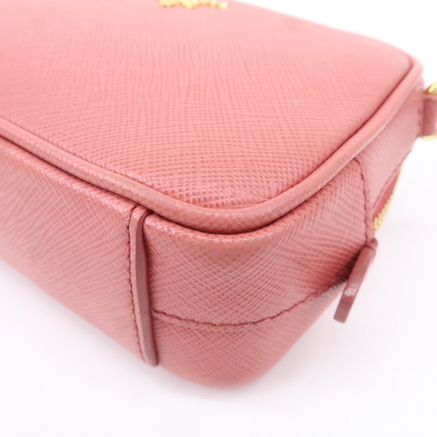 PRADA Logo Leather Crossbody Shoulder Bag Pink 1N1674