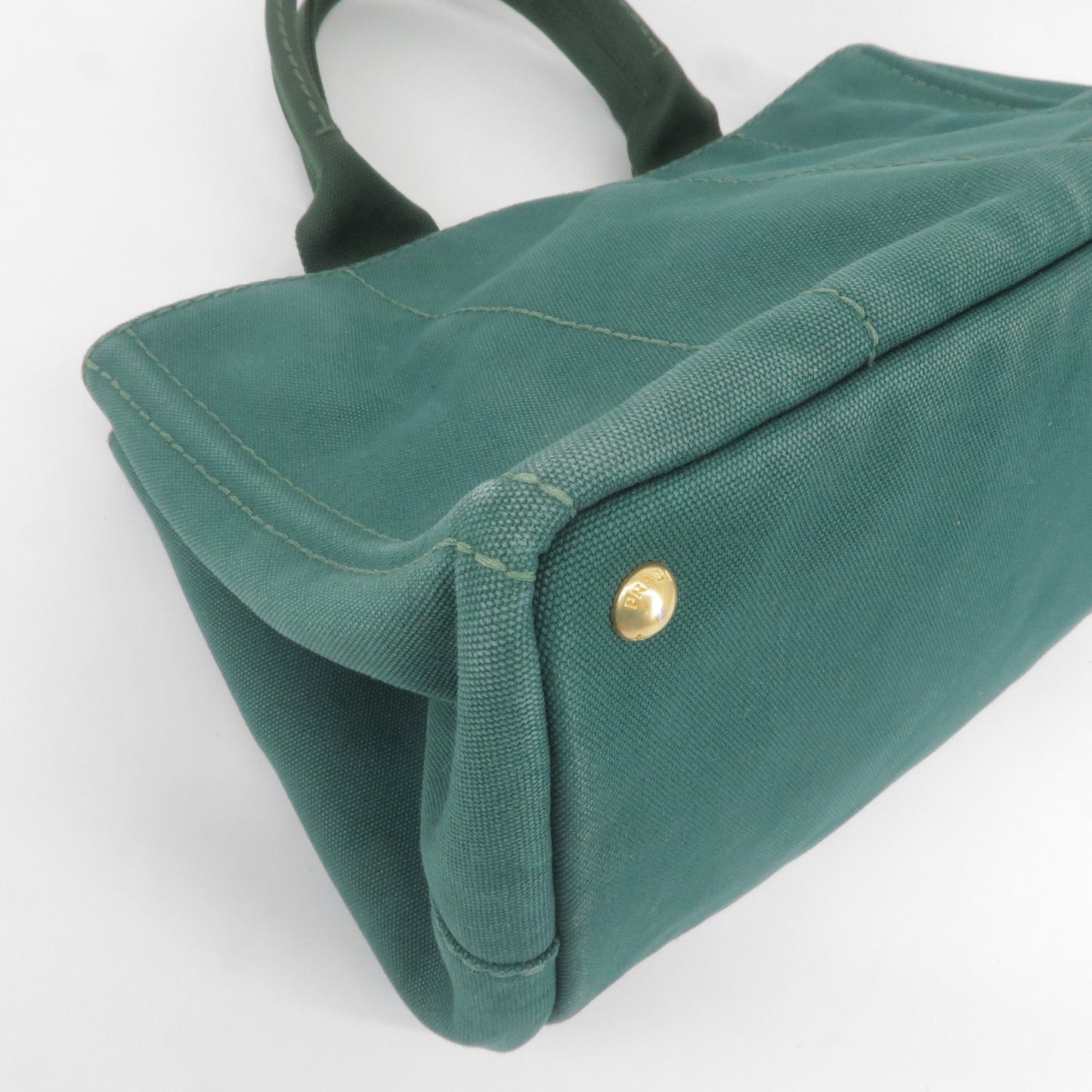 PRADA Canapa Canvas Tote Bag Green BN2642